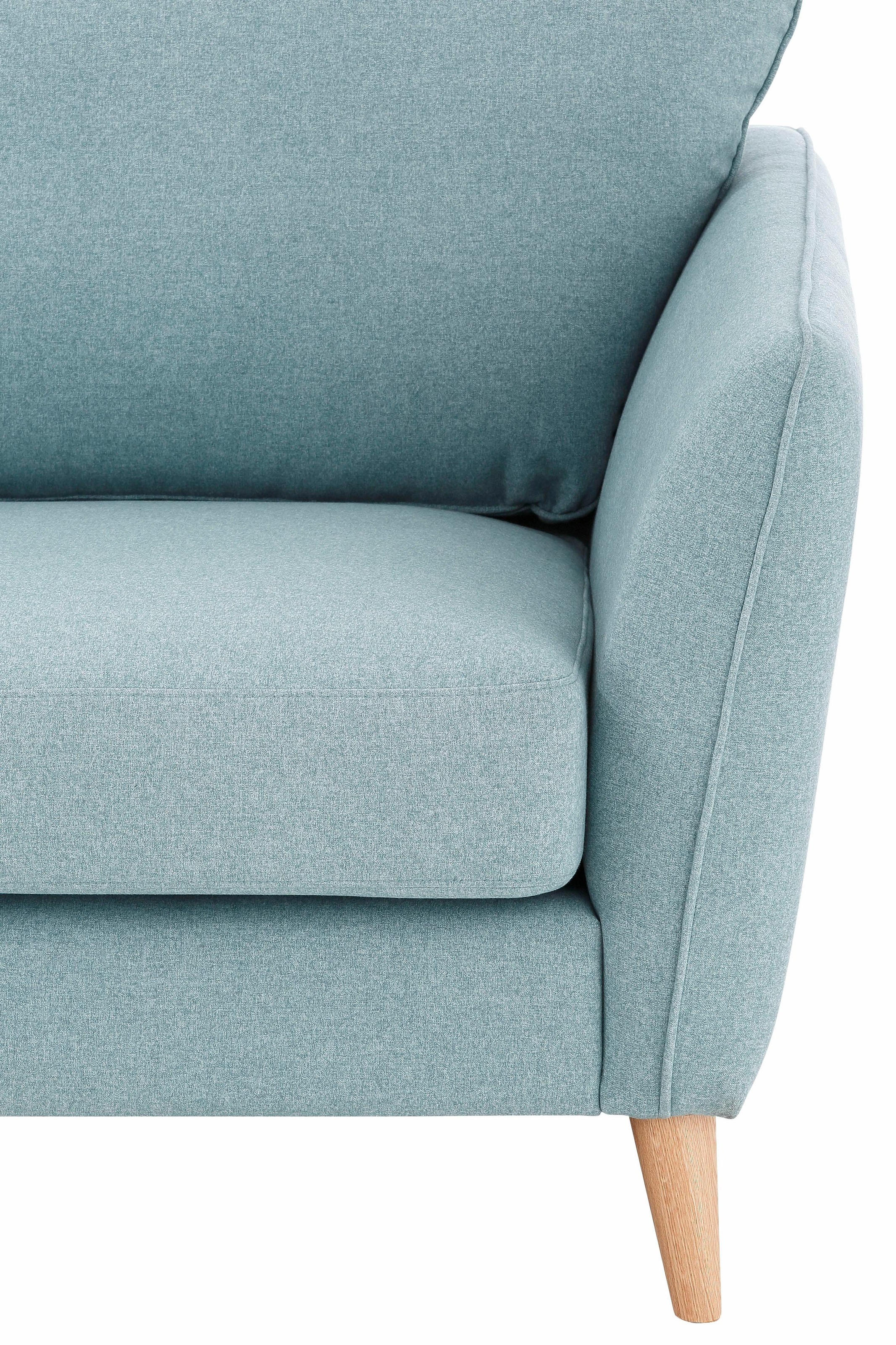 Home affaire Ecksofa »MARSEILLE (279/152cm),L-Form, Rec. rechts/links, verschiedene Bezüge«, Massivholzbeine Eiche, Landhausstil, Wellenunterfederung
