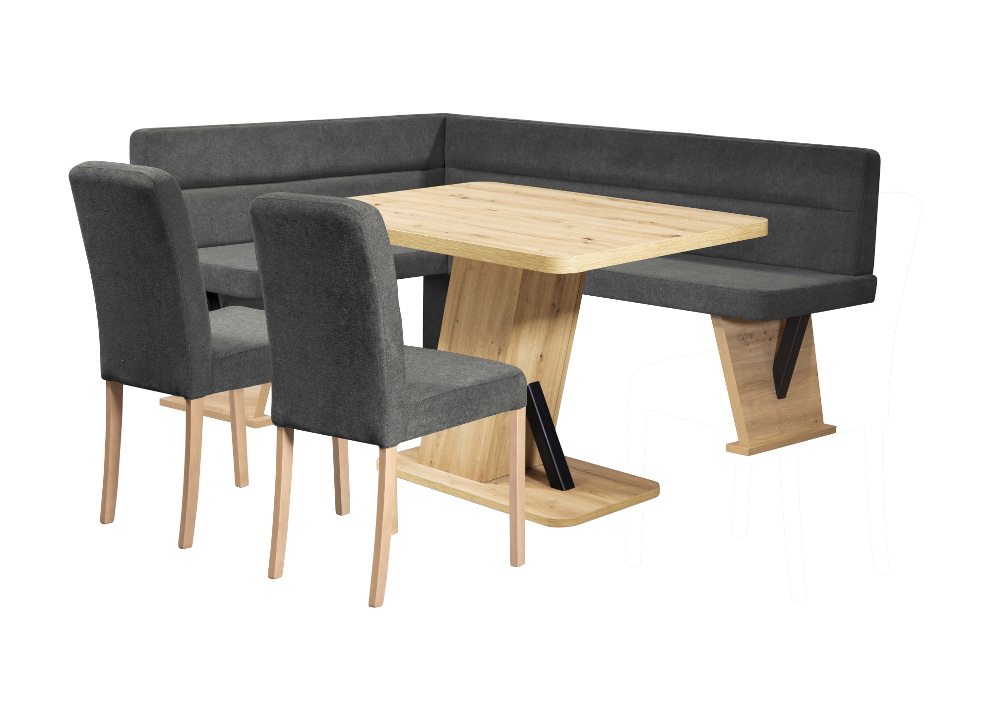 Home affaire, Eckbankgruppe »Laros Sitzgruppe, Eckbank, Stühle, Tisch« Set, 4tlg Set, perfekt für Küche, Esszimmer, Wohnzimmer, Bestseller, anthrazit 