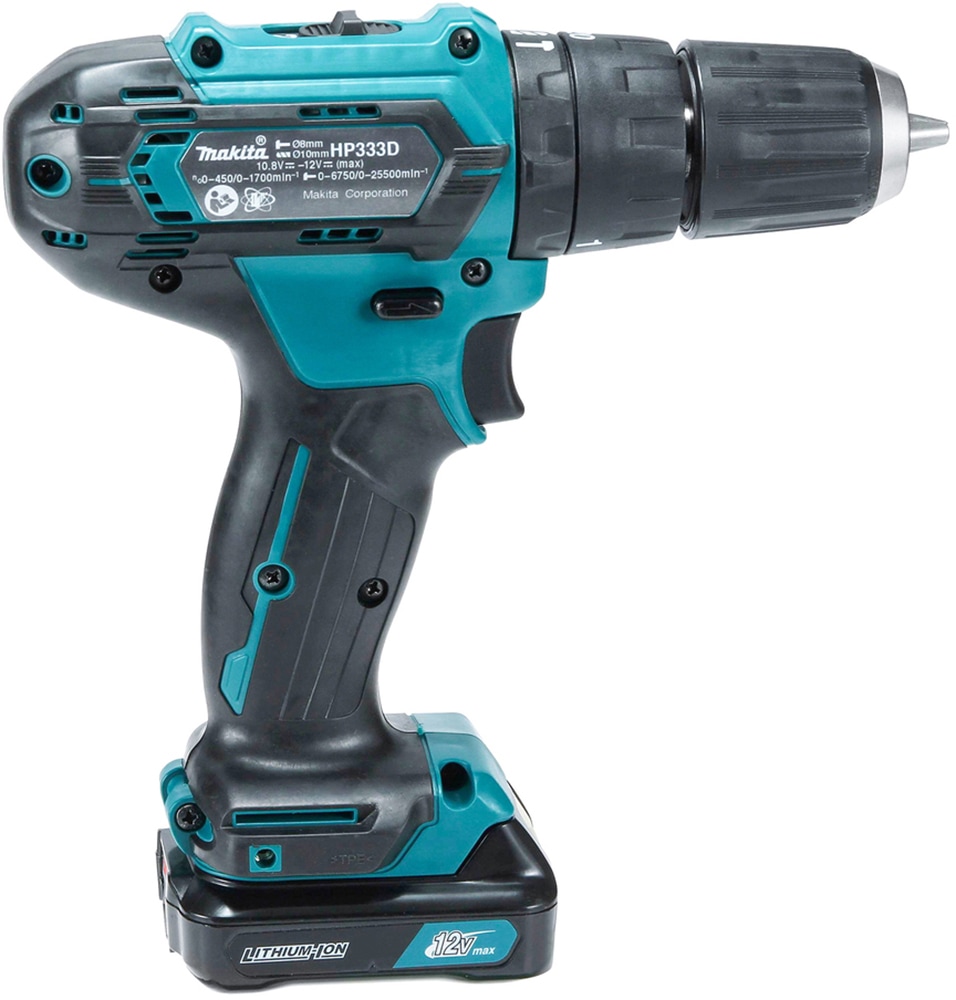 Makita Akku-Schlagbohrschrauber »HP333DSAW«, Sonderfarbe weiß, inkl. Akku 12V/2Ah, Ladegerät und Koffer