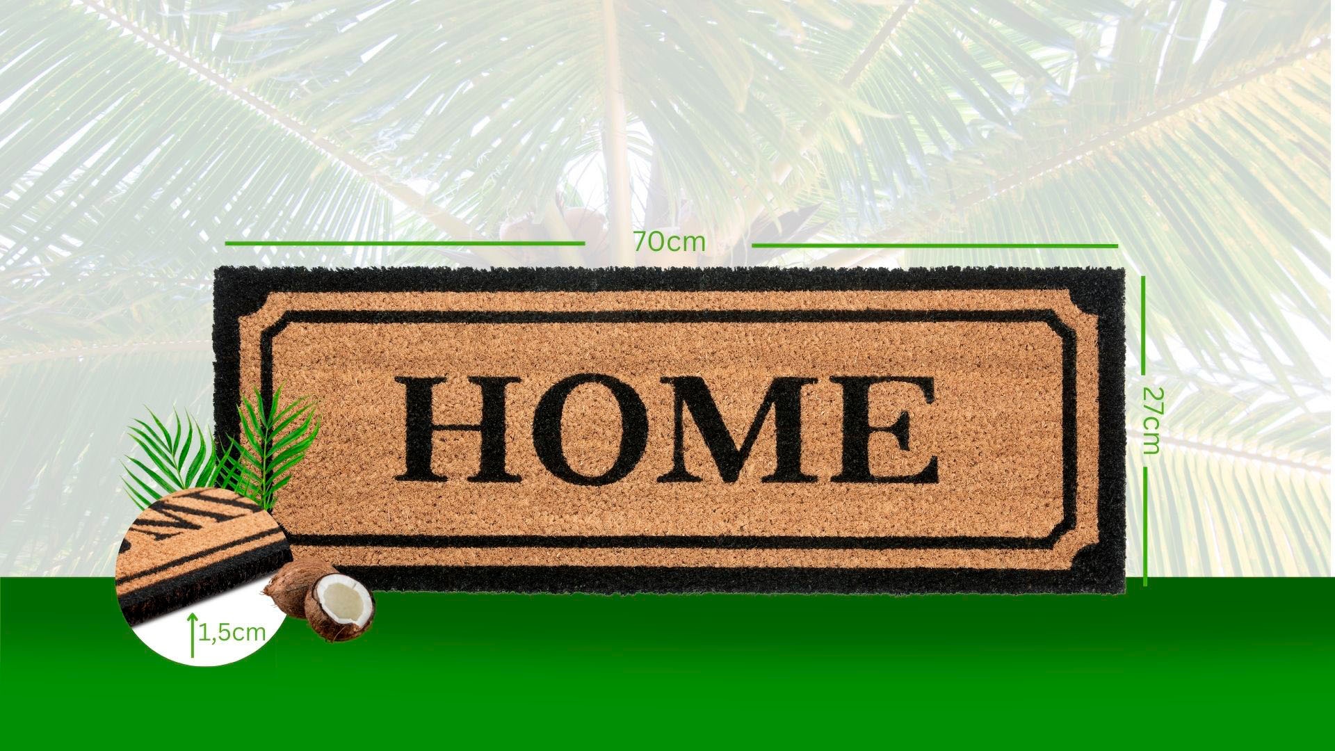 HANSE Home Fußmatte »Mix Mats  Kokos Wide Home Border, Türmatte« rechteckig 15 mm Höhe Kokos, Schmutzfangmatte, Outdoor, Rutschfest, Innen, Kokosmatte, Flur