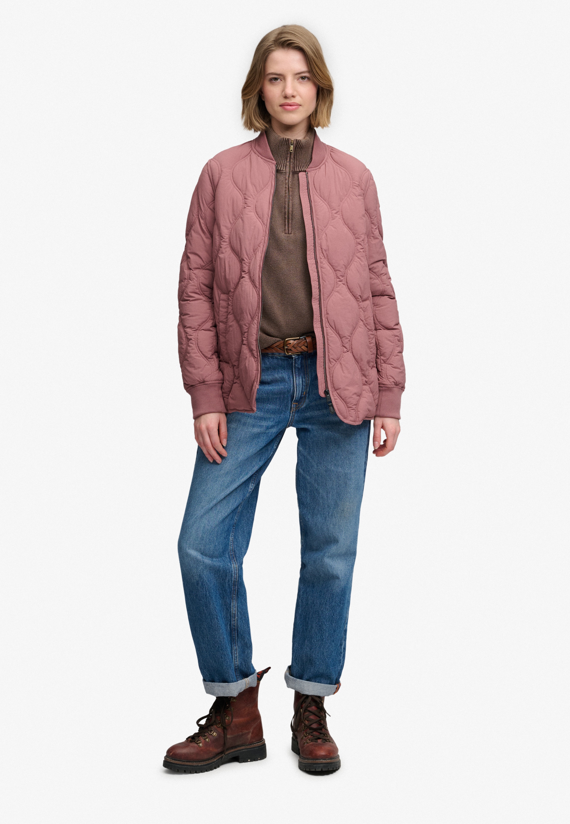 Superdry Steppjacke »SHORT ONION QUILT LINER JKT« mit Reißverschluss, aus Nylon, Relaxed Fit, unifarbene Optik