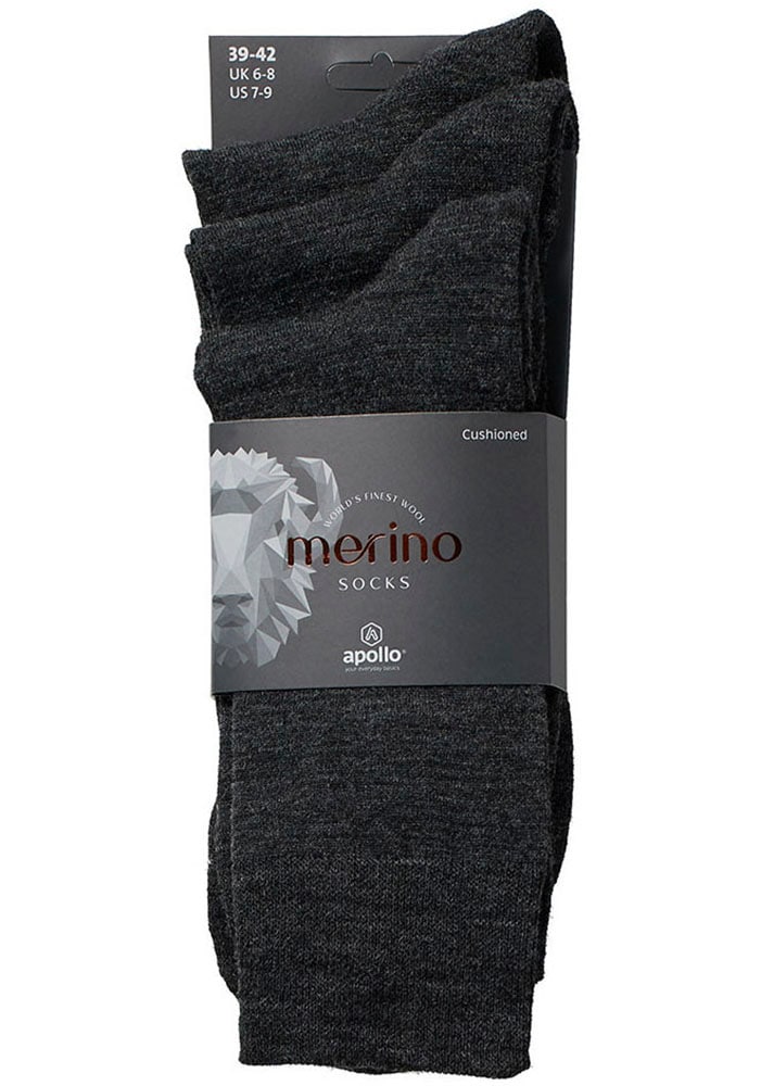 Apollo Basicsocken, (3er Pack), mit Stickerei und weichen Merinowoll-Anteil