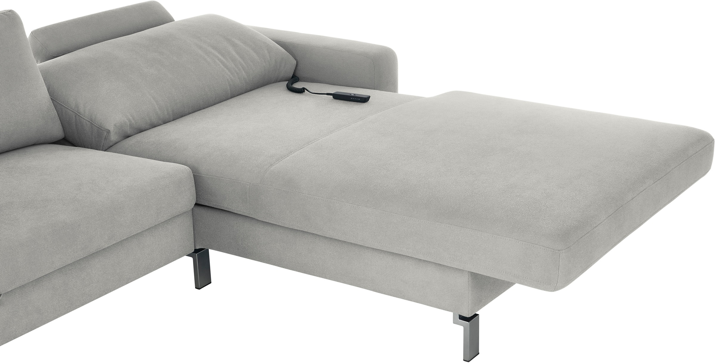 3C Candy Ecksofa »Lecce, wahlweise PUR-Schaumstoff oder Tonnentaschenfederkern«, Bett im 2,5-Sitzer, teilmotorische Schlaffunktion im Longchair, L-Form