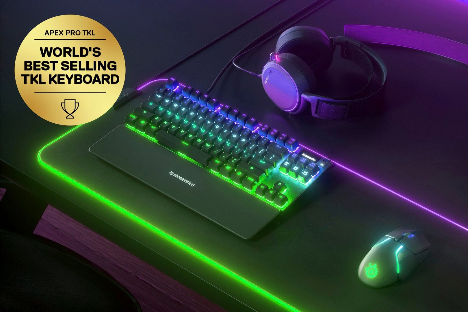 SteelSeries Gaming-Tastatur »Apex Pro TKL Wireless«, (Funktionstasten-Lautstärkeregler-USB-Anschluss-Profil-Speicher-verstellbare Füße-Antirutsch-Füße)