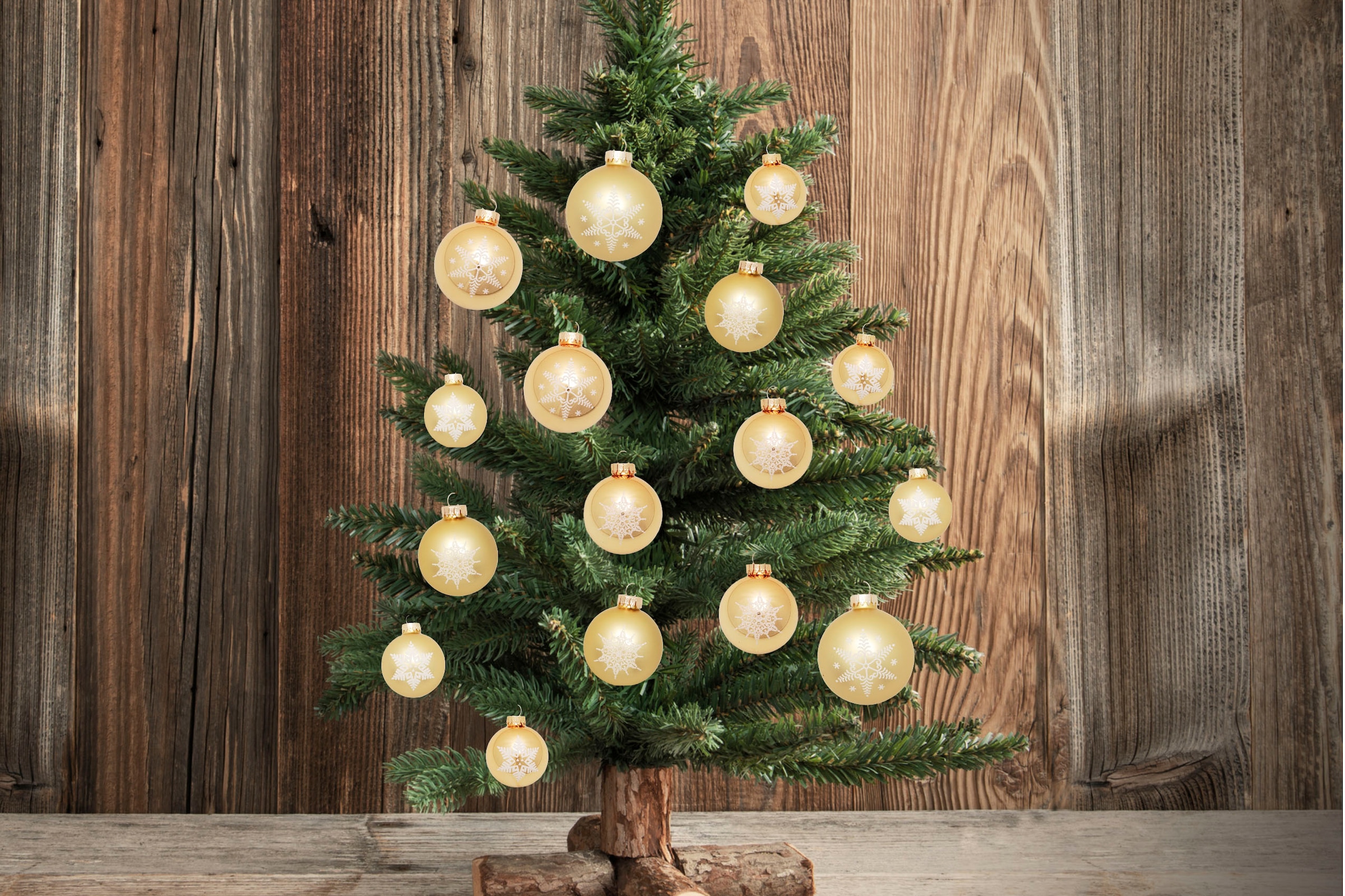 Krebs Glas Weihnachtsdeko, günstig St.), online kaufen Christbaumkugeln goldfarben«, Christbaumschmuck, 16 aus Weihnachtsbaumkugel Lauscha Glas »Schneeflocke (Set