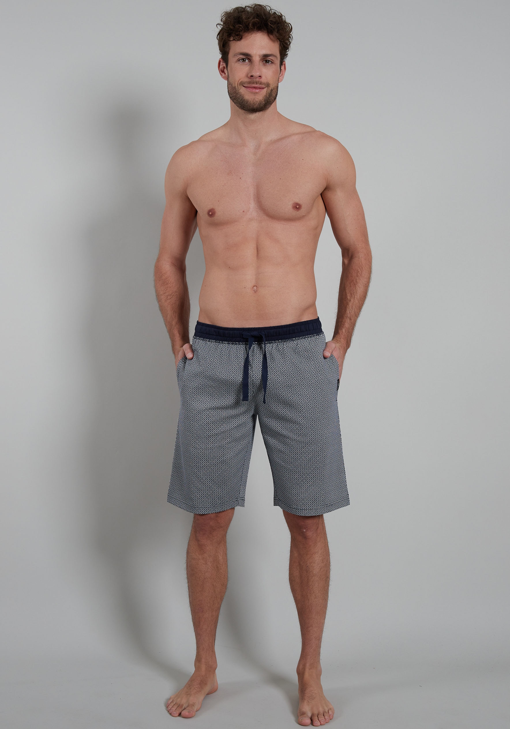 GÖTZBURG, Herren, Bermudas »Brooklyn« Seitentaschen, Baumwolle, locker, atmungsaktiv, pflegeleicht, blau-mittel-Minimal, N-Gr, 48S - N-Gr, blau-mittel