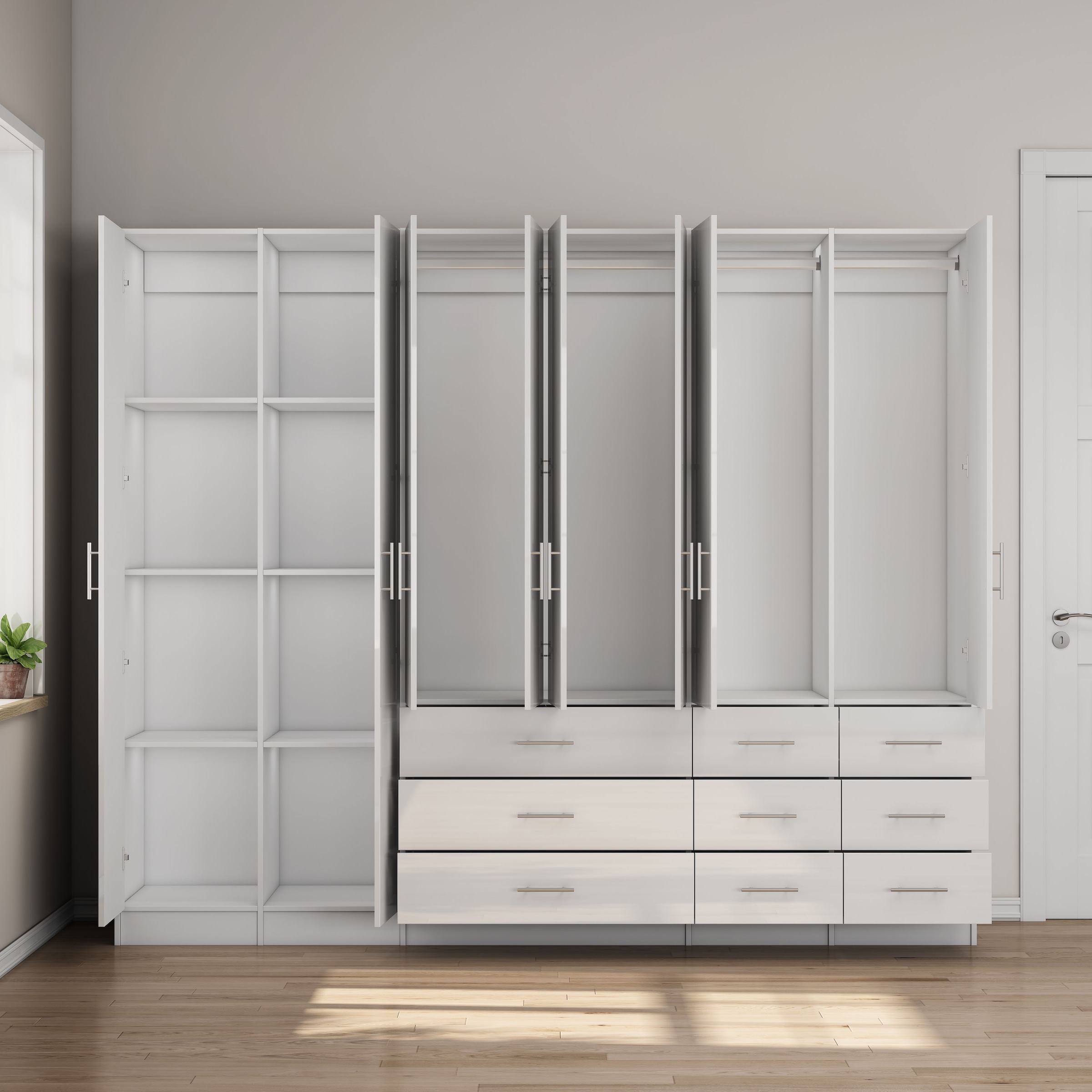 OTTO home Kleiderschrank »Trento Schlafzimmerschrank Garderobe Hochglanz Bestseller« Schrank mit 6 Türen und 9 Schubladen, höchglänzende Fronten