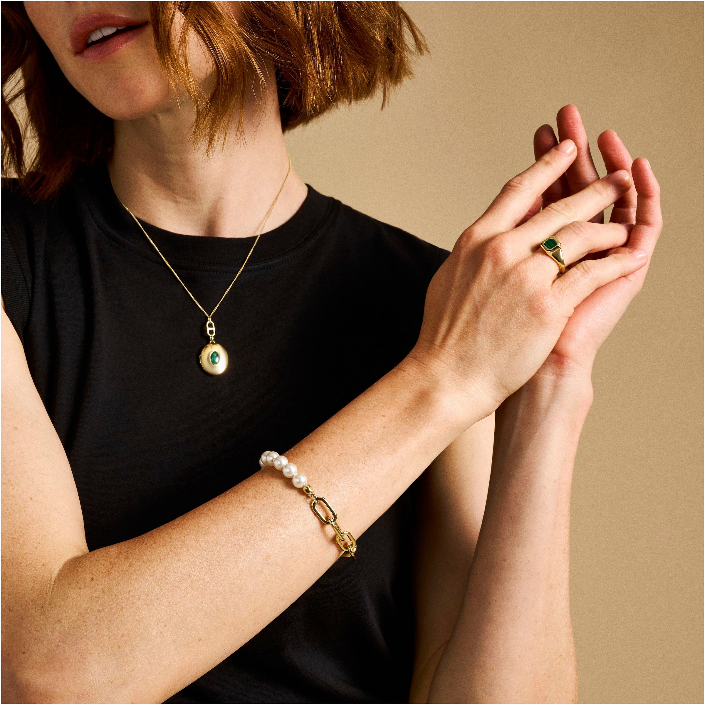 Fossil Armband »Schmuck Geschenk Edelstahl HERITAGE PEARL D-LINK« mit Glasperle