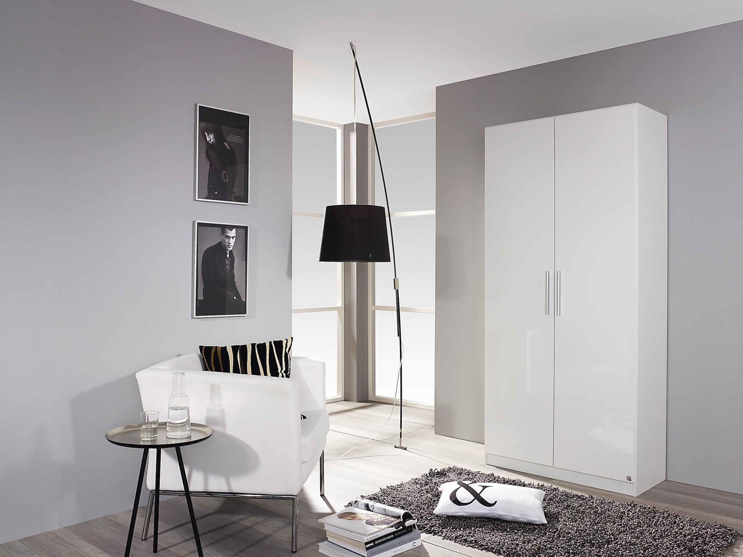 rauch Garderobenschrank »Garderobe Drehtürenschrank Kleiderschrank Schrank Schuhschrank MINOSA«, Breite 91 cm, ausziehbare Kleiderstange 6 Schuhablagen MADE IN GERMANY