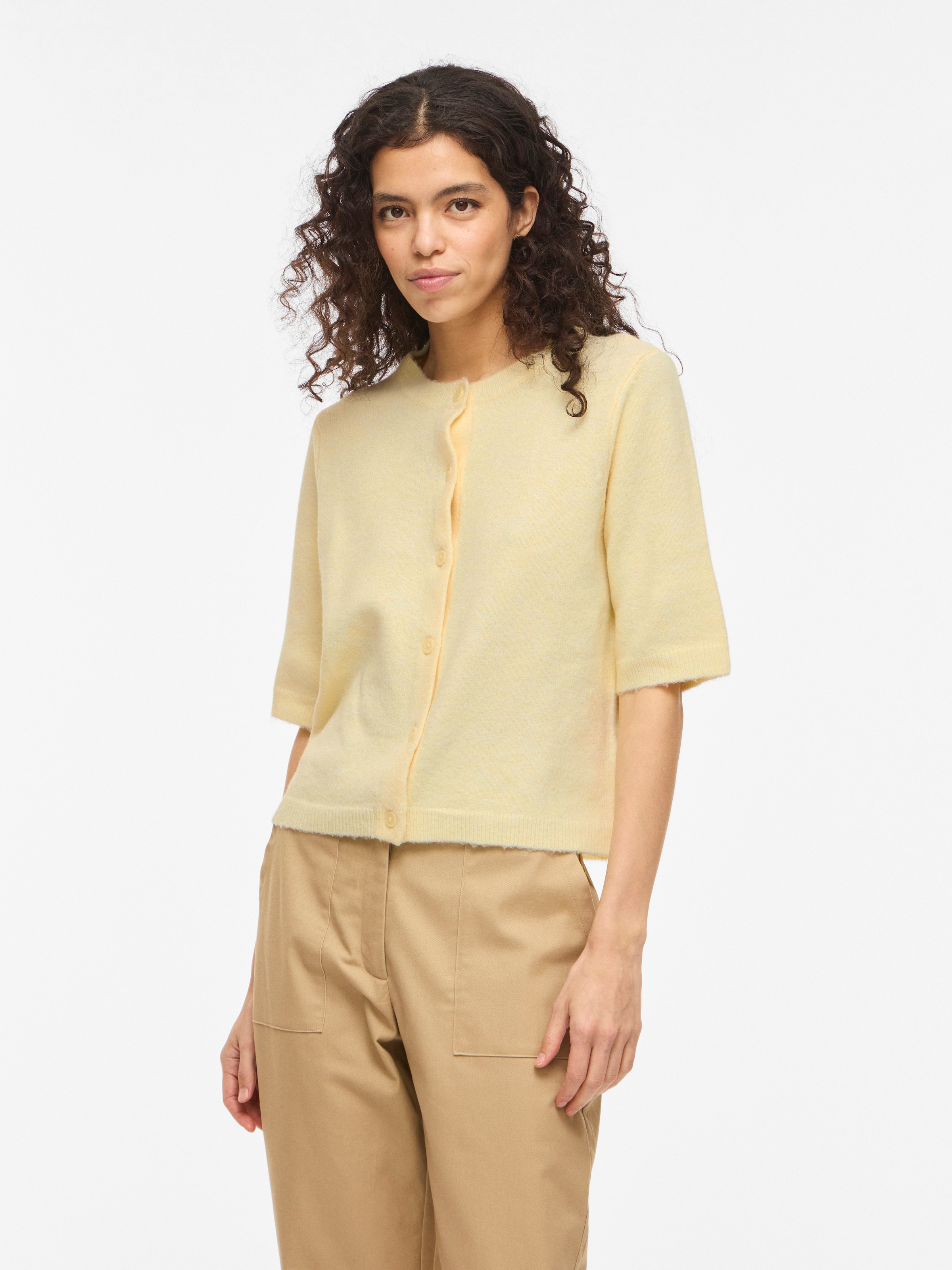 Vila Strickjacke »VILIGA 2/4 O-NECK KNIT CARDIGAN - NOOS« Materialmix, regular fit