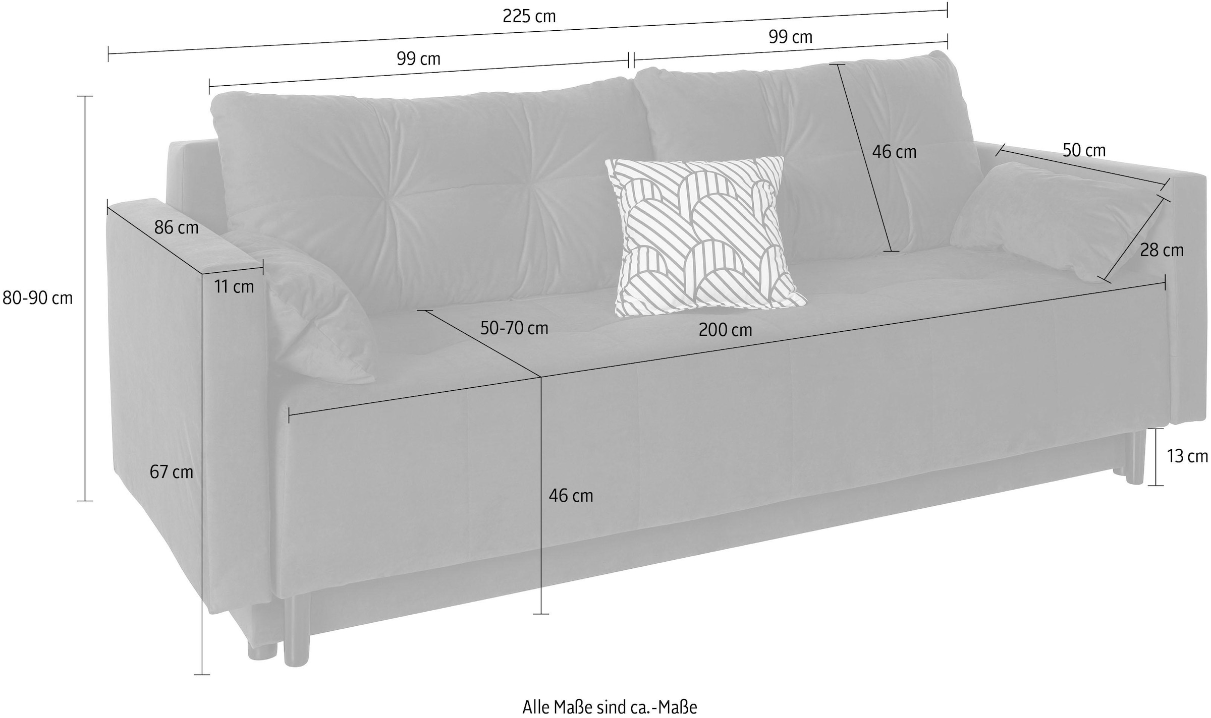 Raten und im COLLECTION Federkern Schlafsofa, Raum Bettfunktion, frei Rücken- und stellbar auf loser Bettkasten, bestellen inklusive AB Zierkissen,