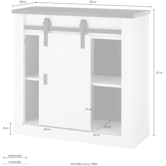 UNIVERSAL Home Regal Metall, Breite Holz Dekor, kaufen modernes mit cm Scheunentorbeschlag »SHERWOOD«, 93 affaire | aus