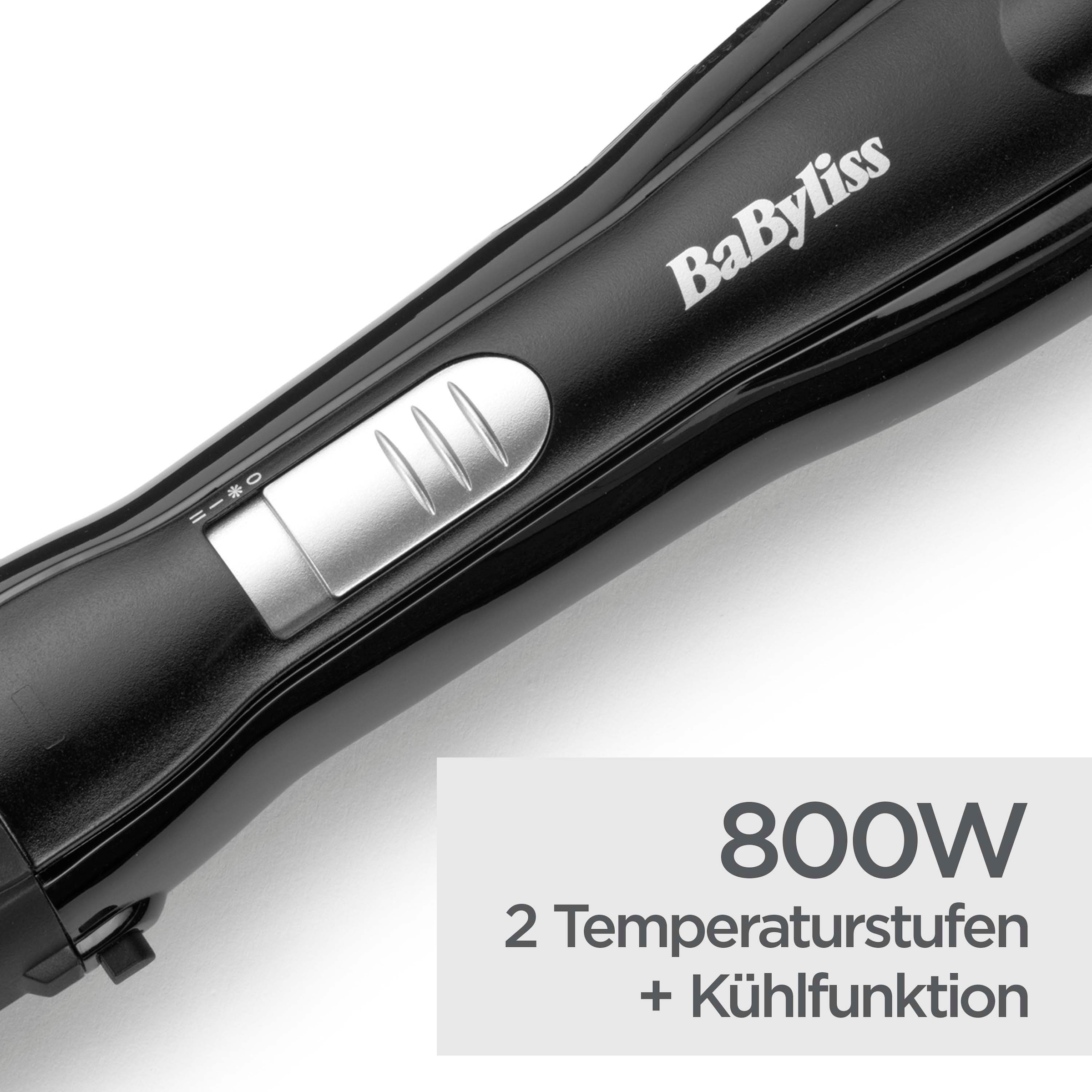 BaByliss Warmluftbürste »BaByliss  Shape & Smooth Warmluftbürste für kurze Haare, AS82E« 2 Aufsätze 800 W, Rundbürstenföhn mit 2 Aufsätzen für Volumen und Fülle