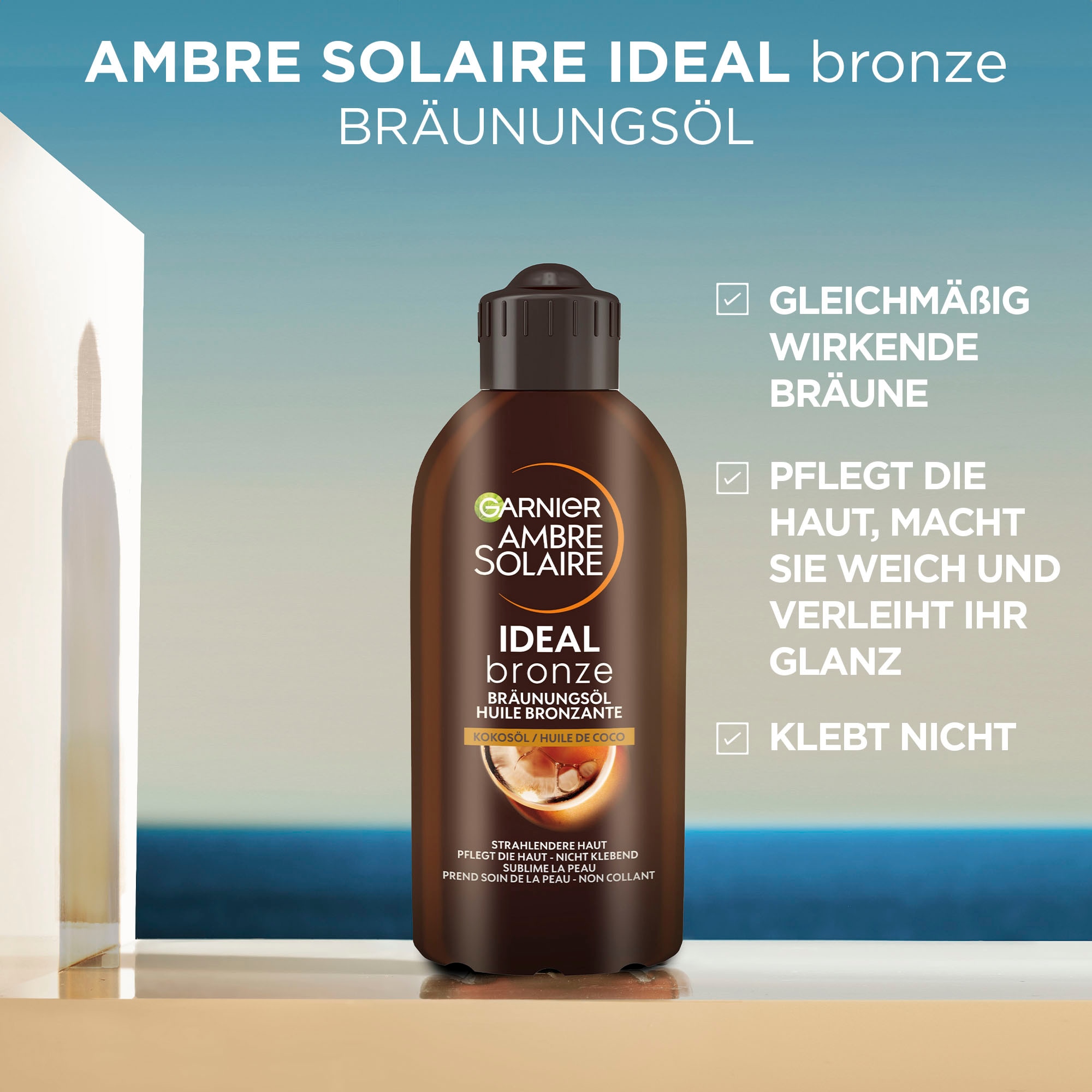 GARNIER Sonnenschutzöl »Ambre Solaire Tiefbraun Bräunung«, mit leichter und schnell einziehender Formel