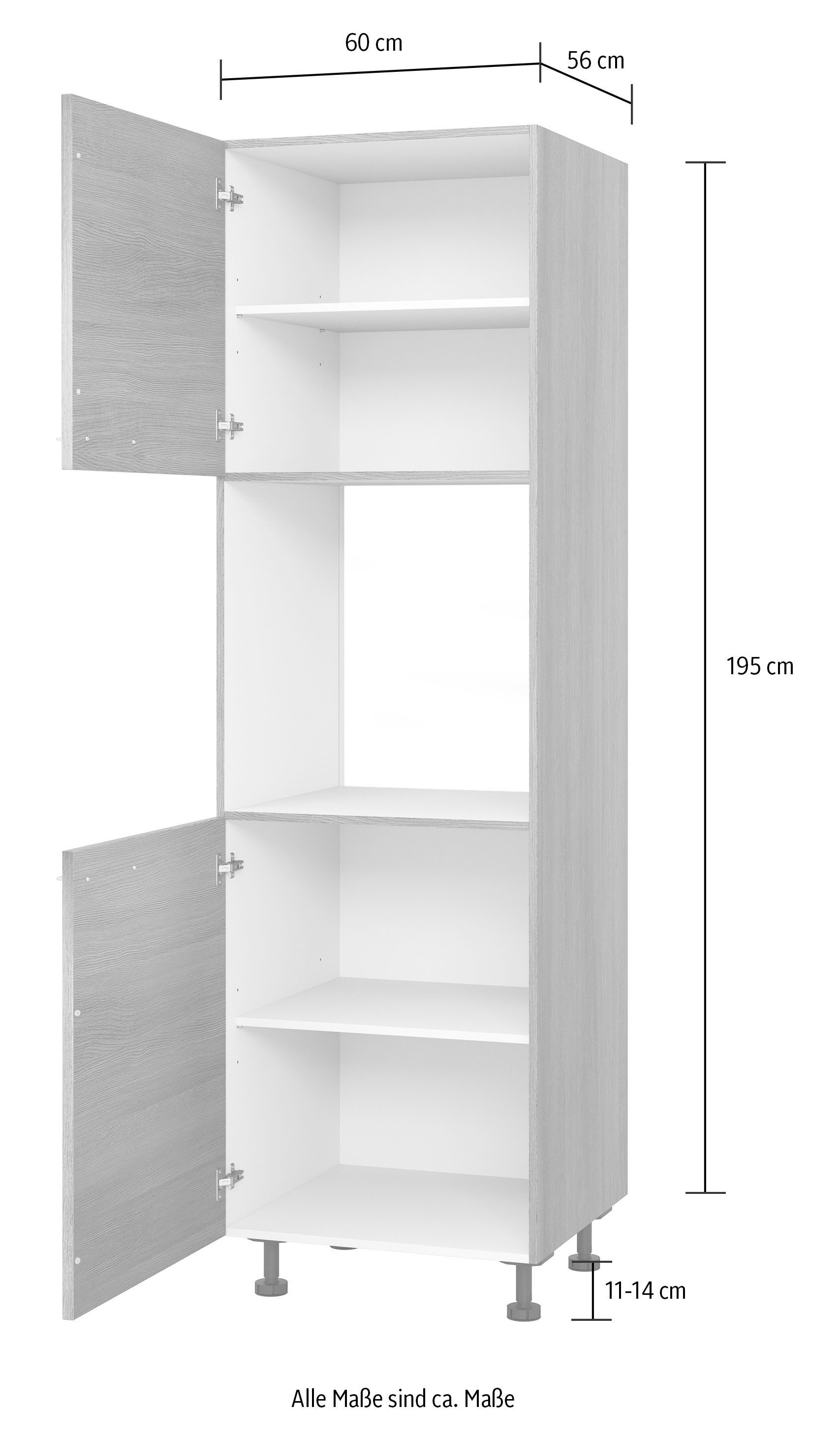 KOCHSTATION Backofenumbauschrank »KS-Trea SB-195-3«, mit zwei Türen und zwei Einlegeböden, Höhe 195 cm