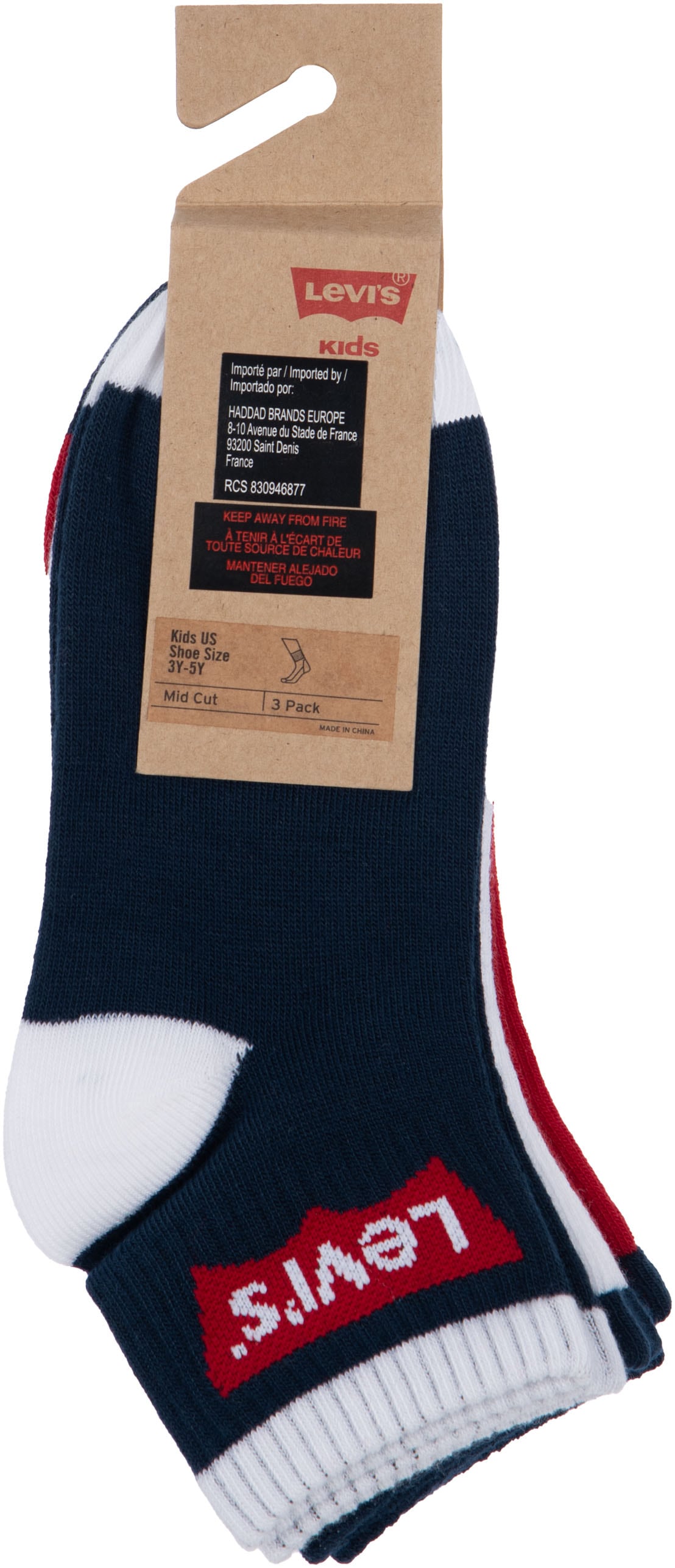 Levi's® Kids Socken »BATWING MID CUT3PK«, (Packung, 3 Paar), im 3er-Pack