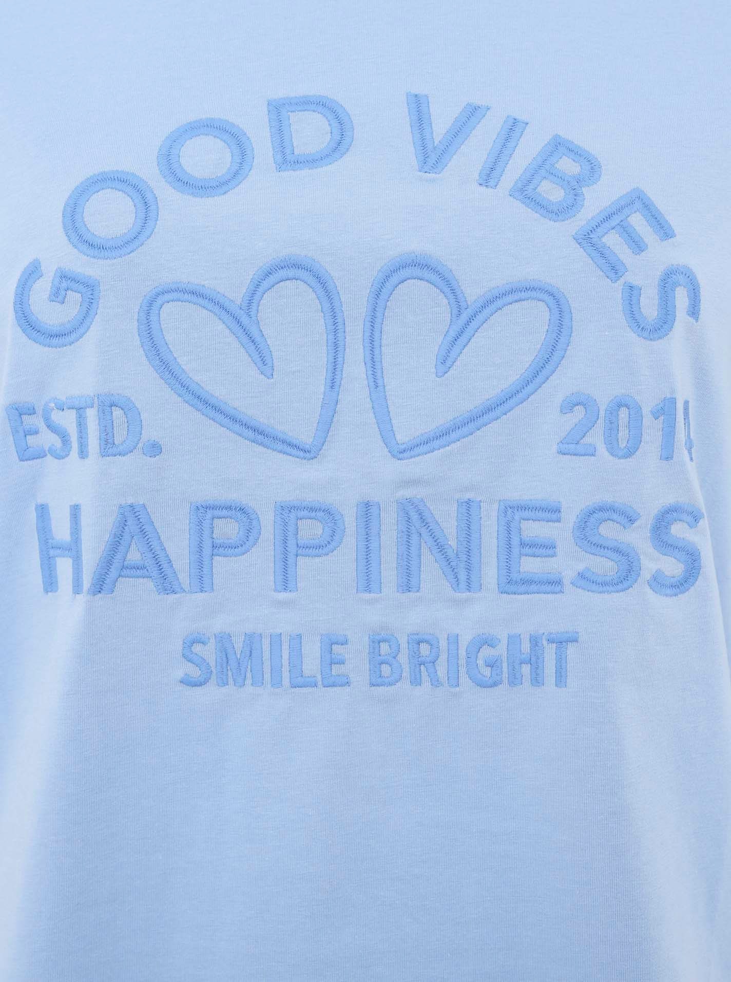 Zwillingsherz T-Shirt »"Happiness Vibes"« ton in ton Stickerei, kurzarm, Rundhals