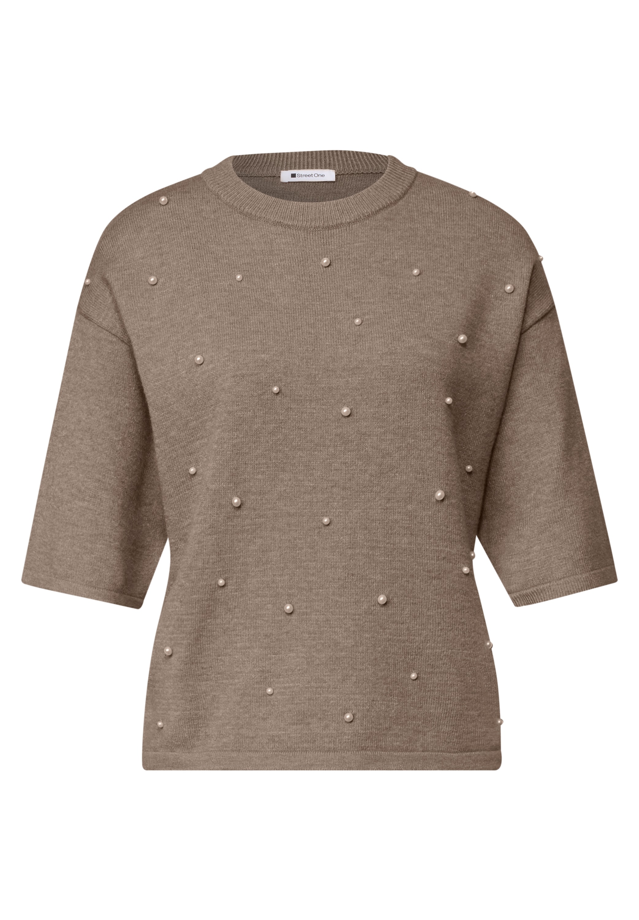 STREET ONE Strickpullover 3/4-Arm mit Perlen-Details / Rundhals