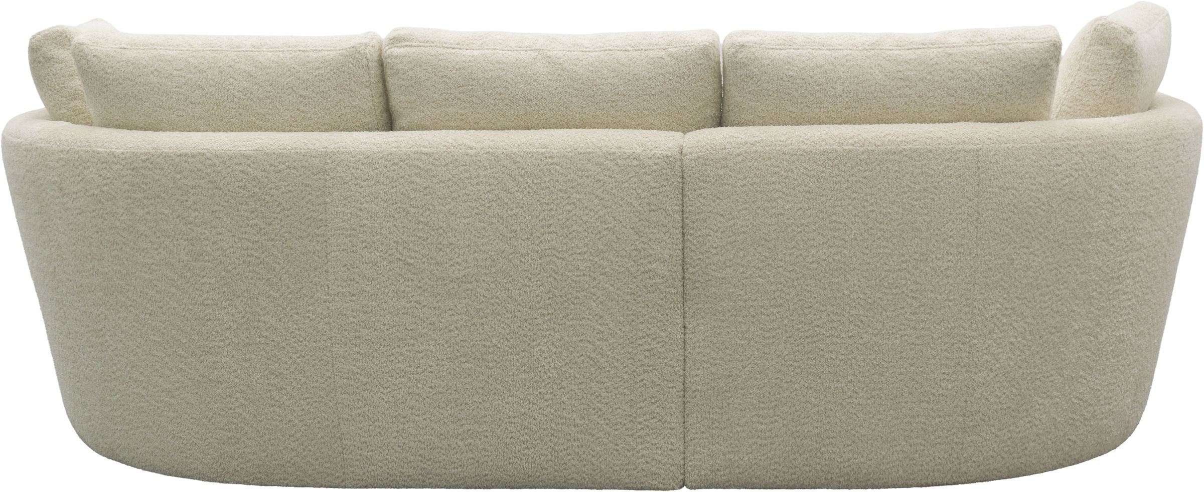 DOMO collection Ecksofa »Lumin, B/T: 267/170 cm, abgerunde Form, charmantes Design, cozy chic« Mit Federkern und 5 Rückenkissen ausgestattet