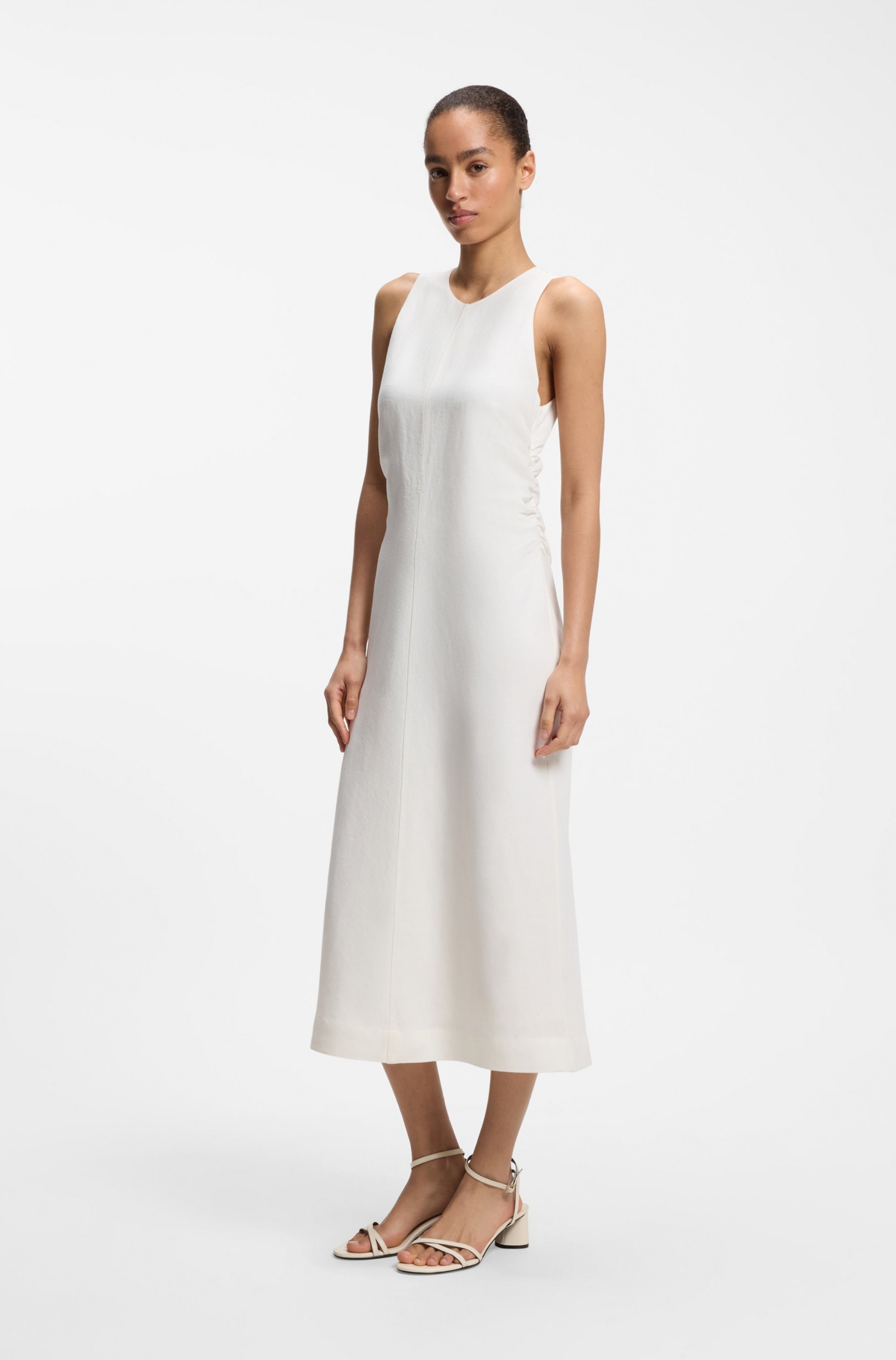 BOSS ORANGE Sommerkleid »Delinna Premium Damenmode« aus softem Leinen-Mix