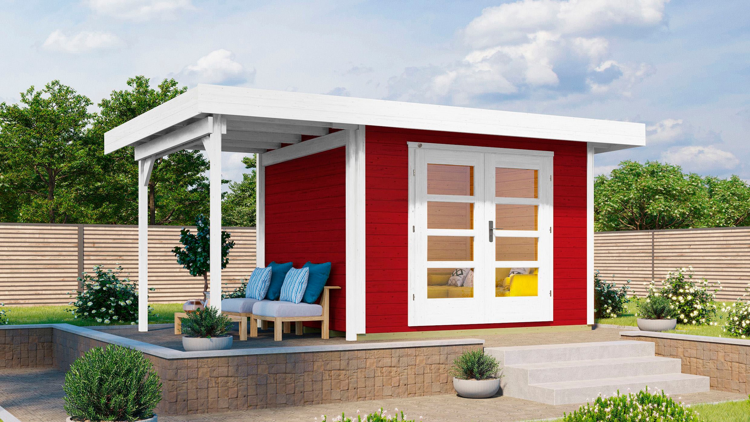 weka Gartenhaus »126 A Gr.2, schwedenrot, 28 mm, Anbau ca. 150 cm«