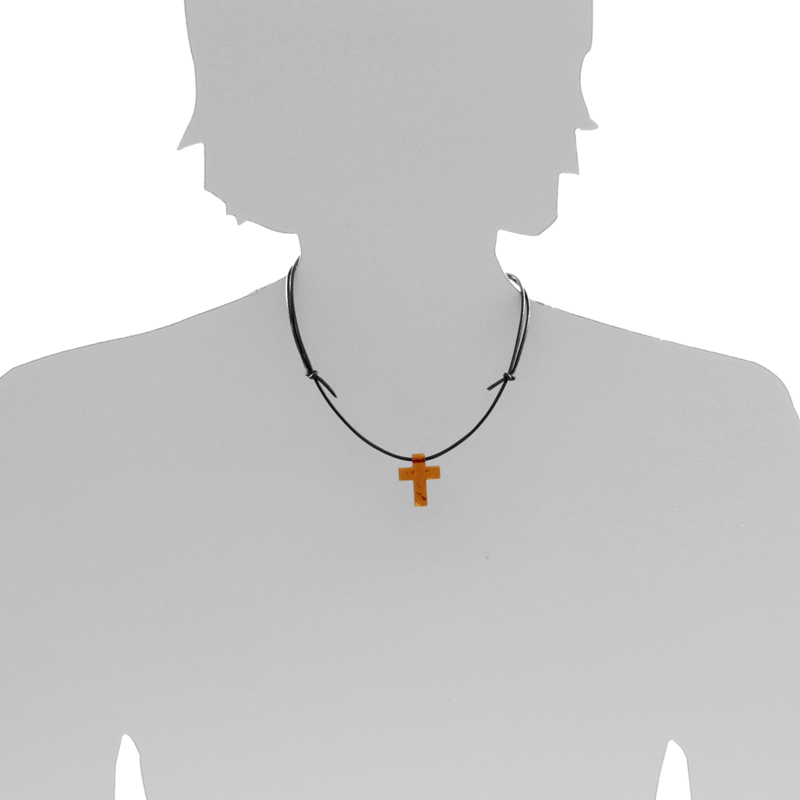 OSTSEE-SCHMUCK Kette mit Anhänger »- Kreuz 25x20 mm - Lederband - Bernstein -,«