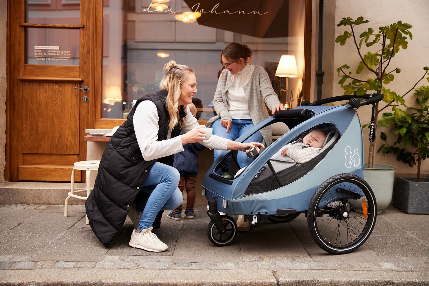 Hauck Fahrradkinderanhänger »2in1 Bike Trailer und Buggy Dryk Duo Plus, dark blue«, für 2 Kinder; inklusive Deichsel