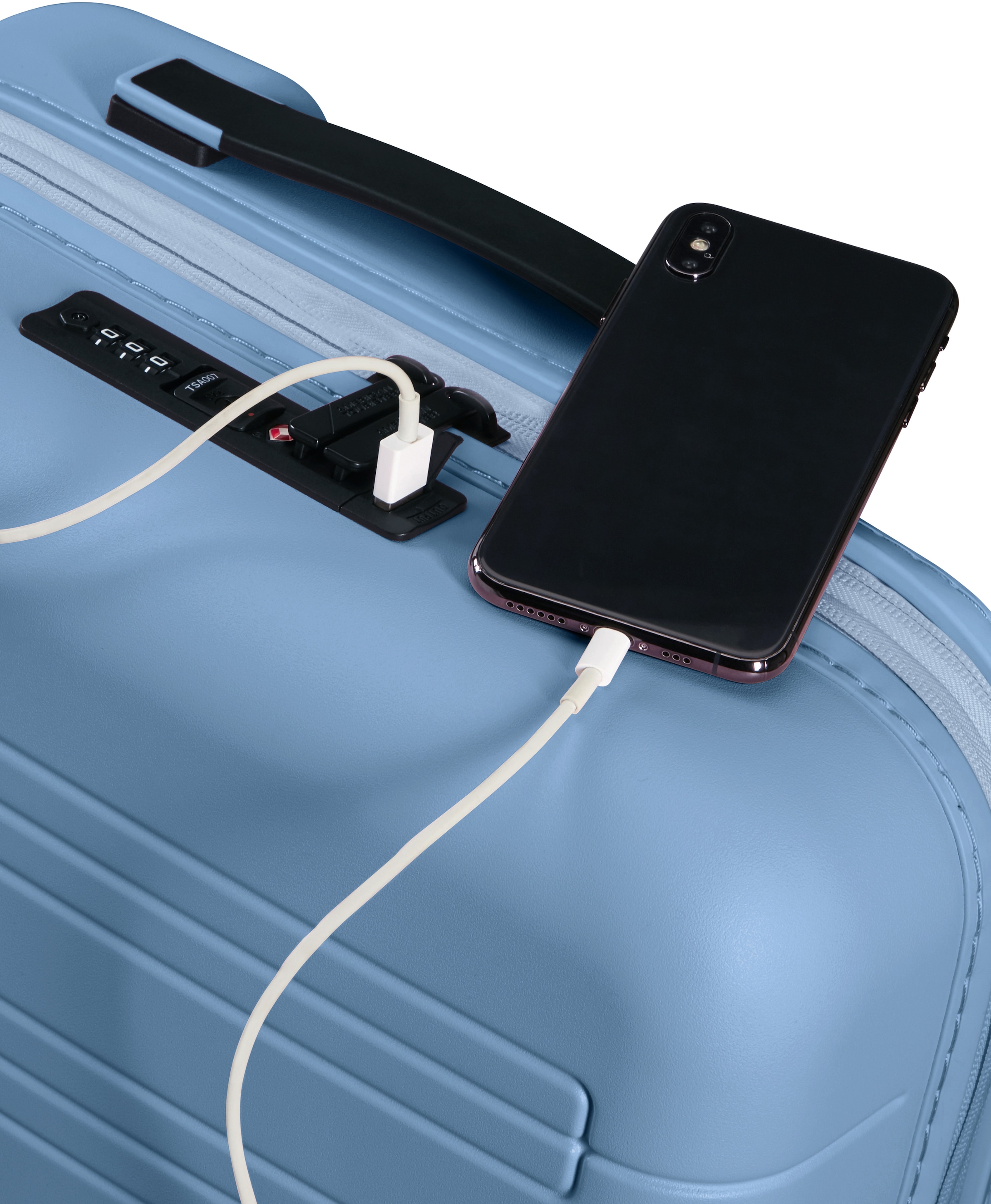 American Tourister® Hartschalen-Trolley »NOVASTREAM, 55 cm«, 4 Rollen, Handgepäck Trolley TSA-Zahlenschloss Volumenerweiterung USB-Schleuse