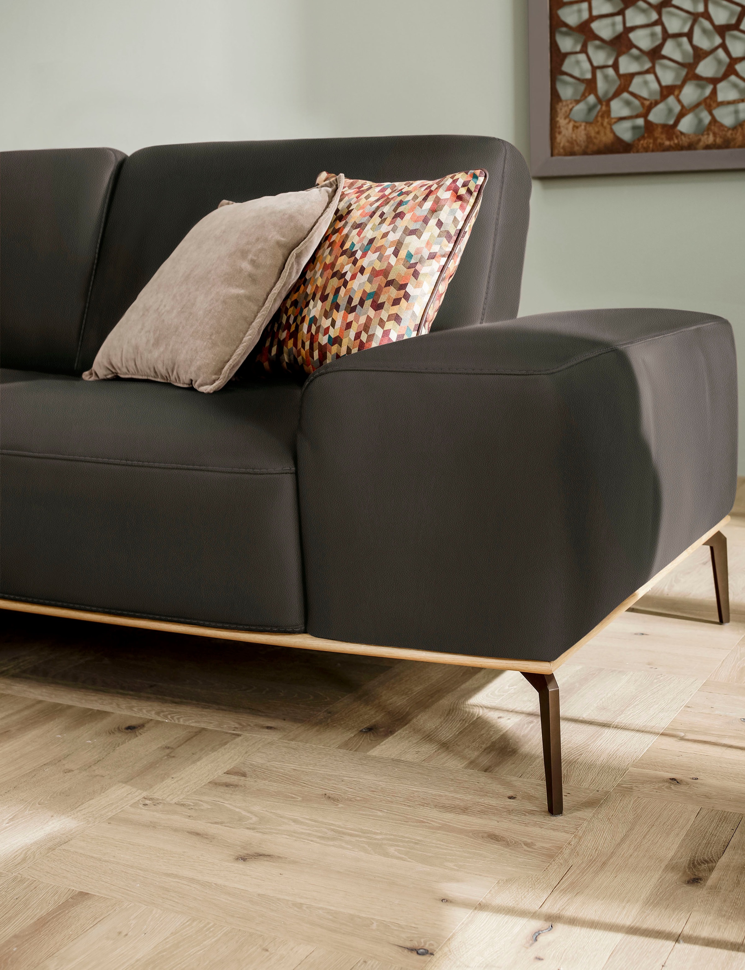 W.SCHILLIG Ecksofa »run, Designsofa mit tollem Sitzkomfort, bequem, L-Form«, mit Holzsockel, Füße in Bronze pulverbeschichtet, Breite 319 cm