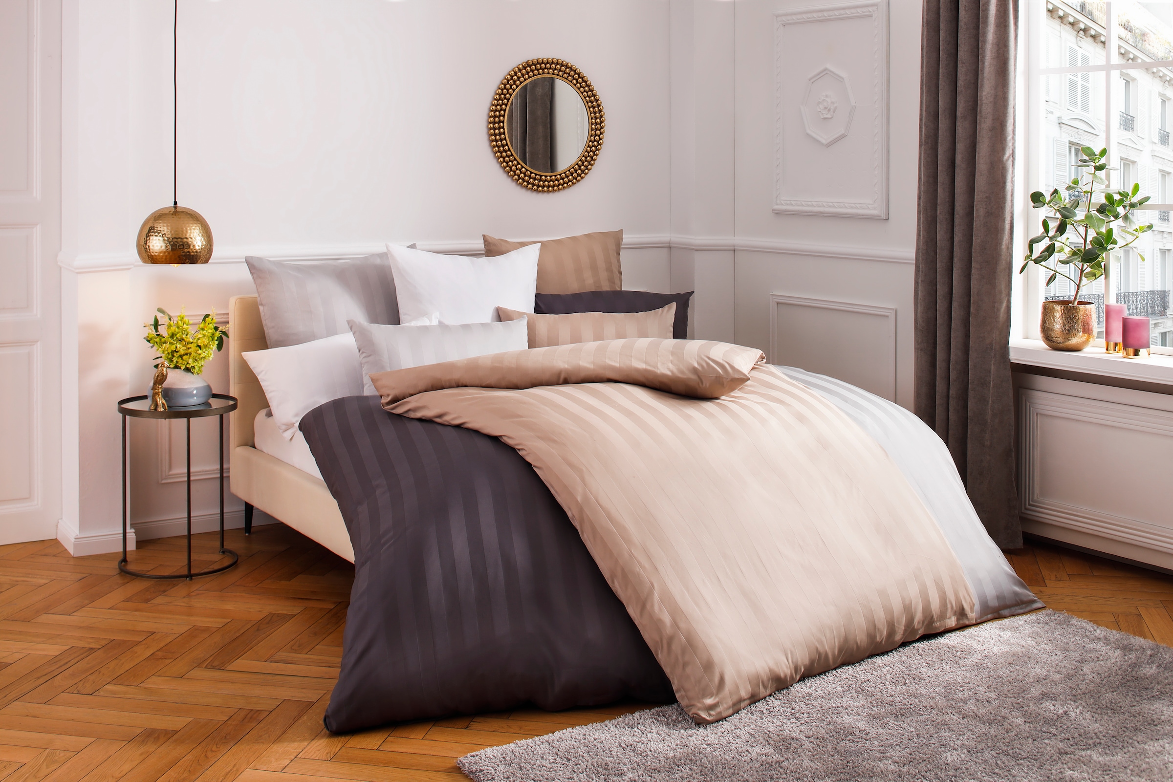 OTTO home Bettwäsche "Malia in Gr. 135x200 oder 155x220 cm" 2 Stk. zeitlose Bettwäsche aus Baumwolle, Bettwäsche in Mako-Satin-Qualität