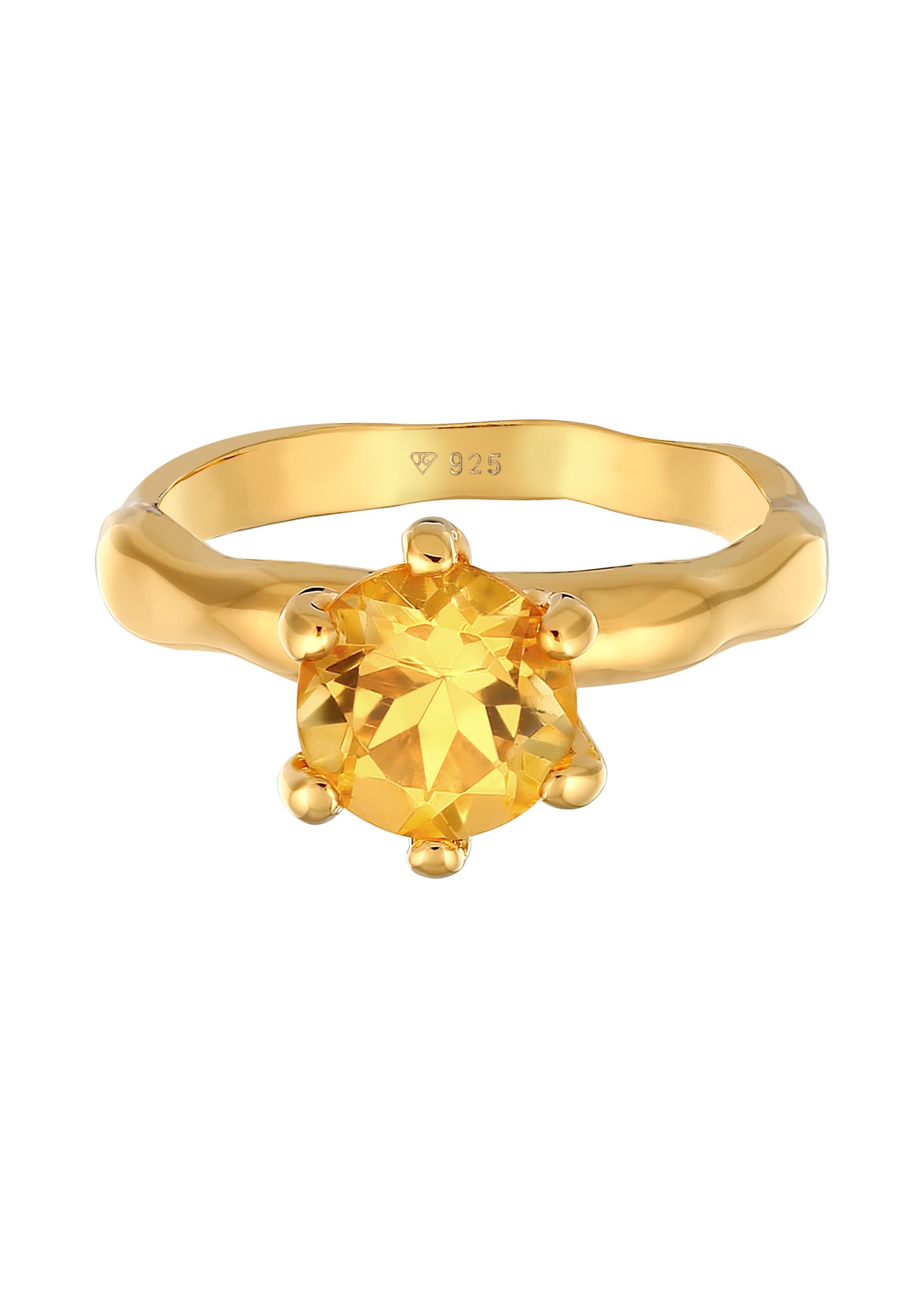 Elli Silberring »Ring Citrine Solitär Elegant Organic Design 925 Silber«