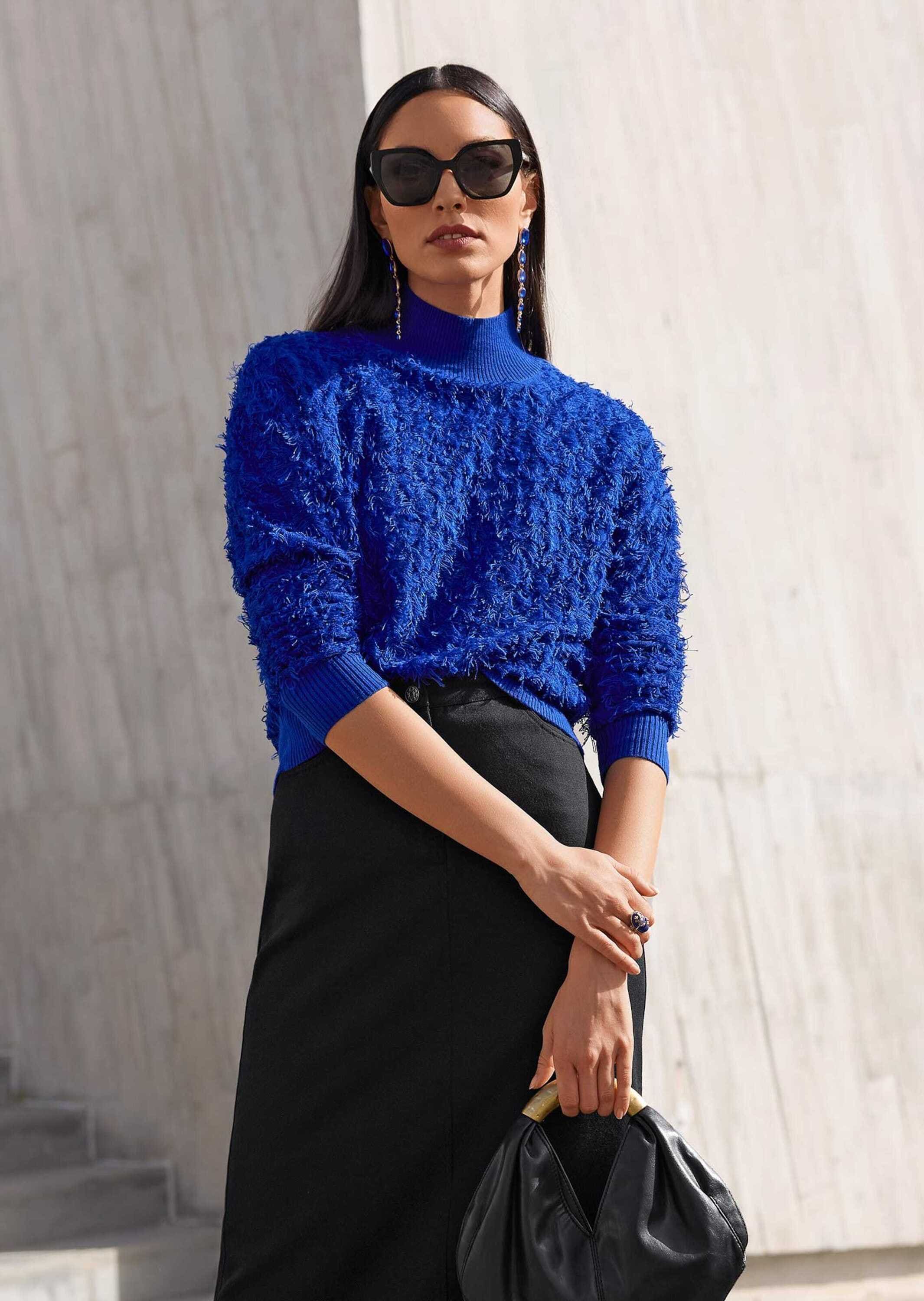 MADELEINE Longpullover »Pullover Strickpullover in Fransenoptik«