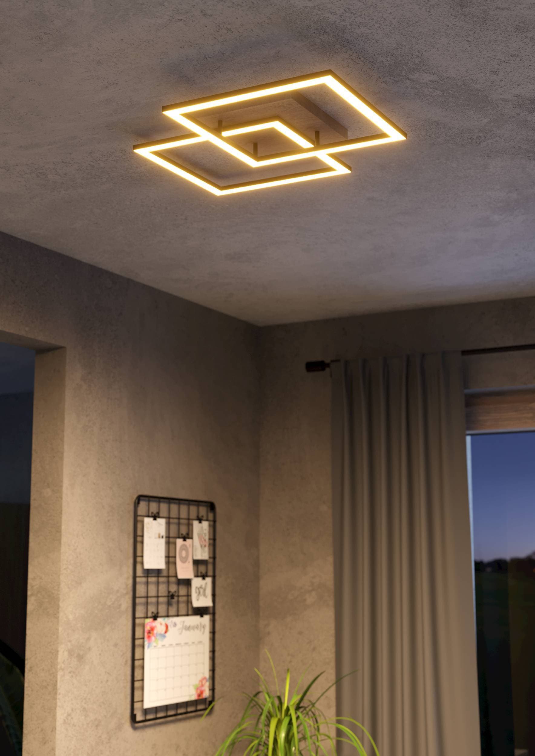 EGLO Deckenleuchte »Lomaltas-z Deckenlampe, ZigBee, App und Sprachsteuerung, Flurlampe« LED-Modul 1 Stk. Kaltweiß | Neutralweiß | Warmweiß Wand-/Deckenleuchte - L77 x B49,5 x H8,5 cm - schwarz, braun
