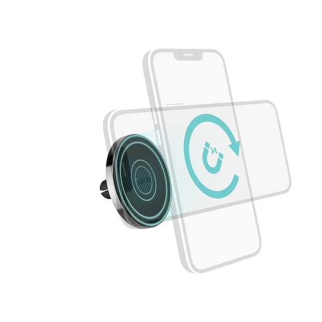 Hama Smartphone-Halterung »Handyhalterung Auto Magnet, für Lüftung, schwarz  silberfarben, robust«, iPhone 15 14 13 12, 15 14 Plus, 15 14 13 12 Pro/ Pro  Max, 13 12 mini ➥ 3 Jahre XXL Garantie