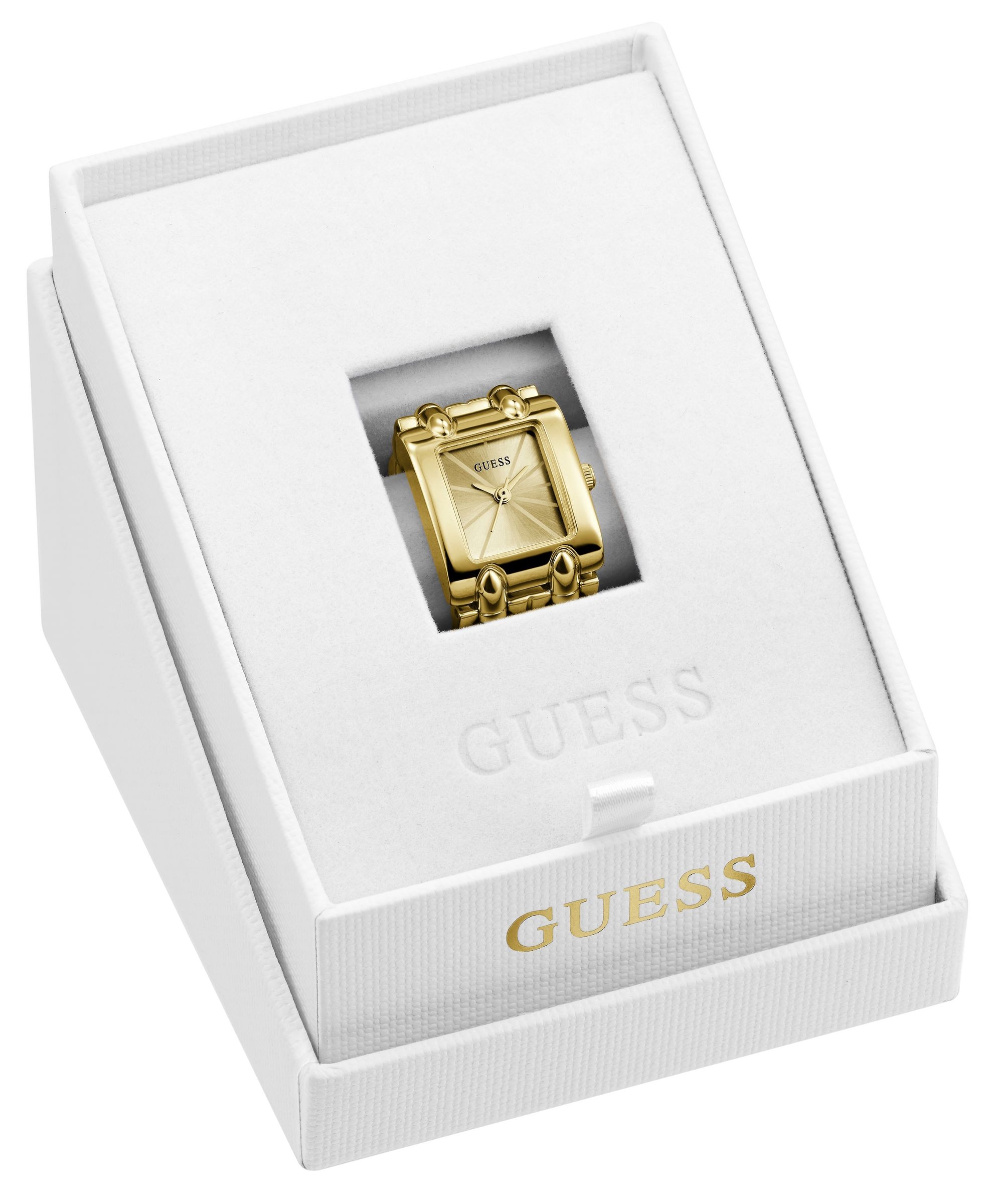 Guess Uhrenring »MOD HEAVY METAL« Quarzuhr, Damenuhr, Edelstahlringschiene, analog