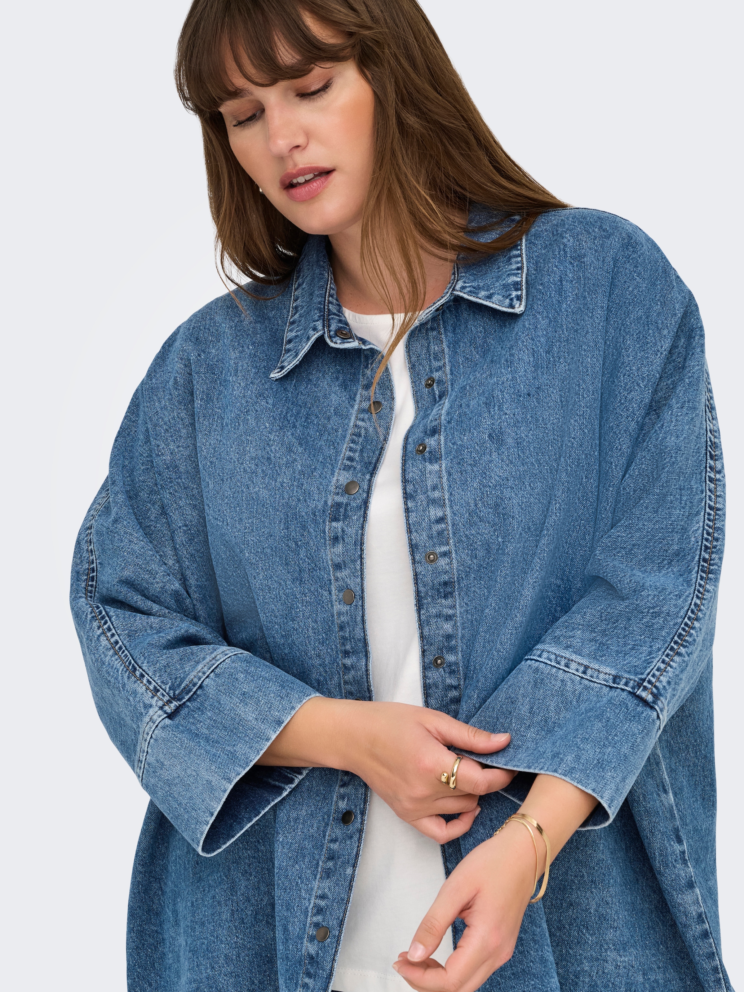 ONLY CARMAKOMA Jeansbluse »CARGRACE 3/4 DNM SHIRT CRO«