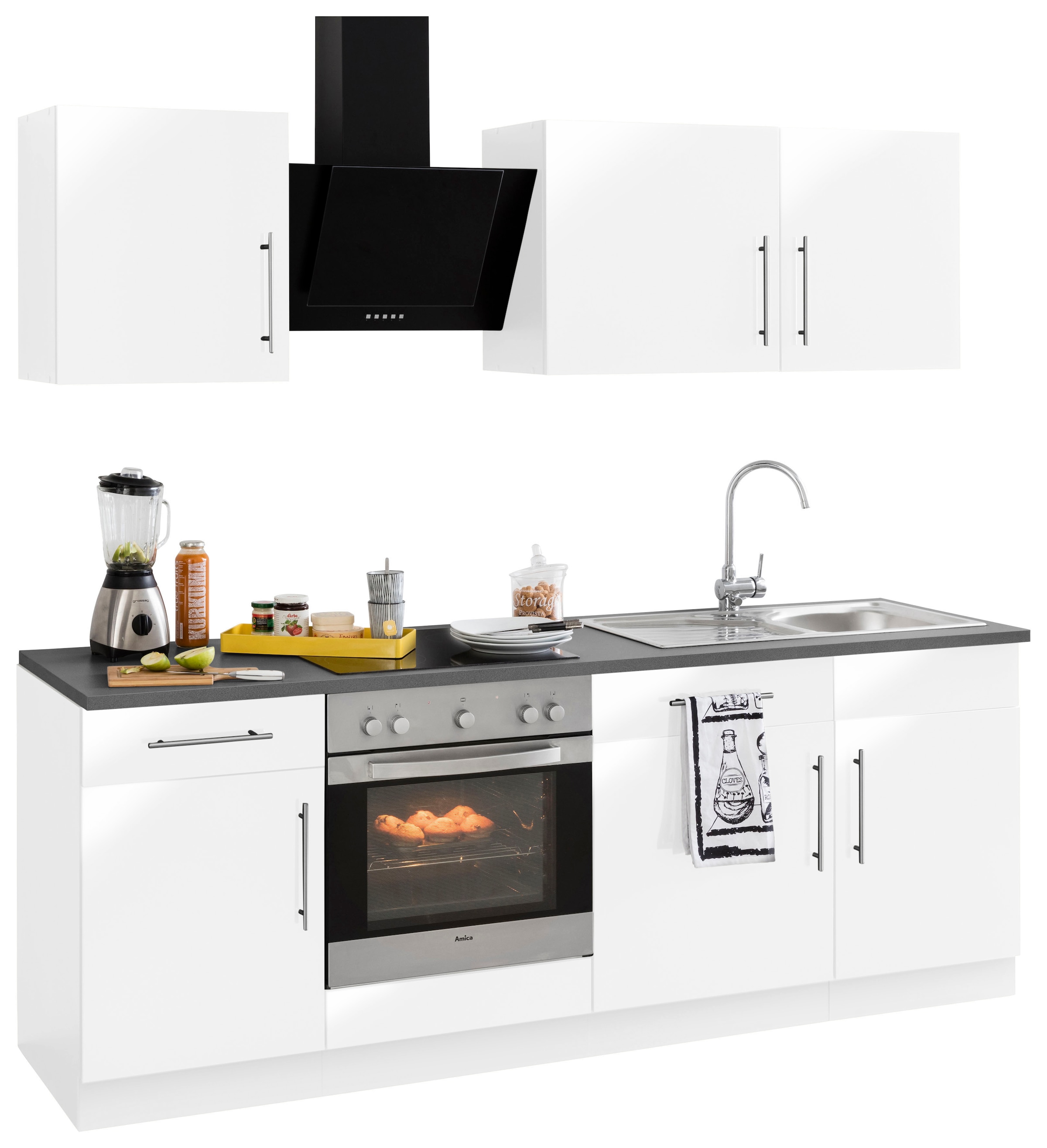 wiho Küchen Küchenzeile »Cali«, mit cm Breite mit 220 E-Geräten, bestellen auf Metallgriffen Raten