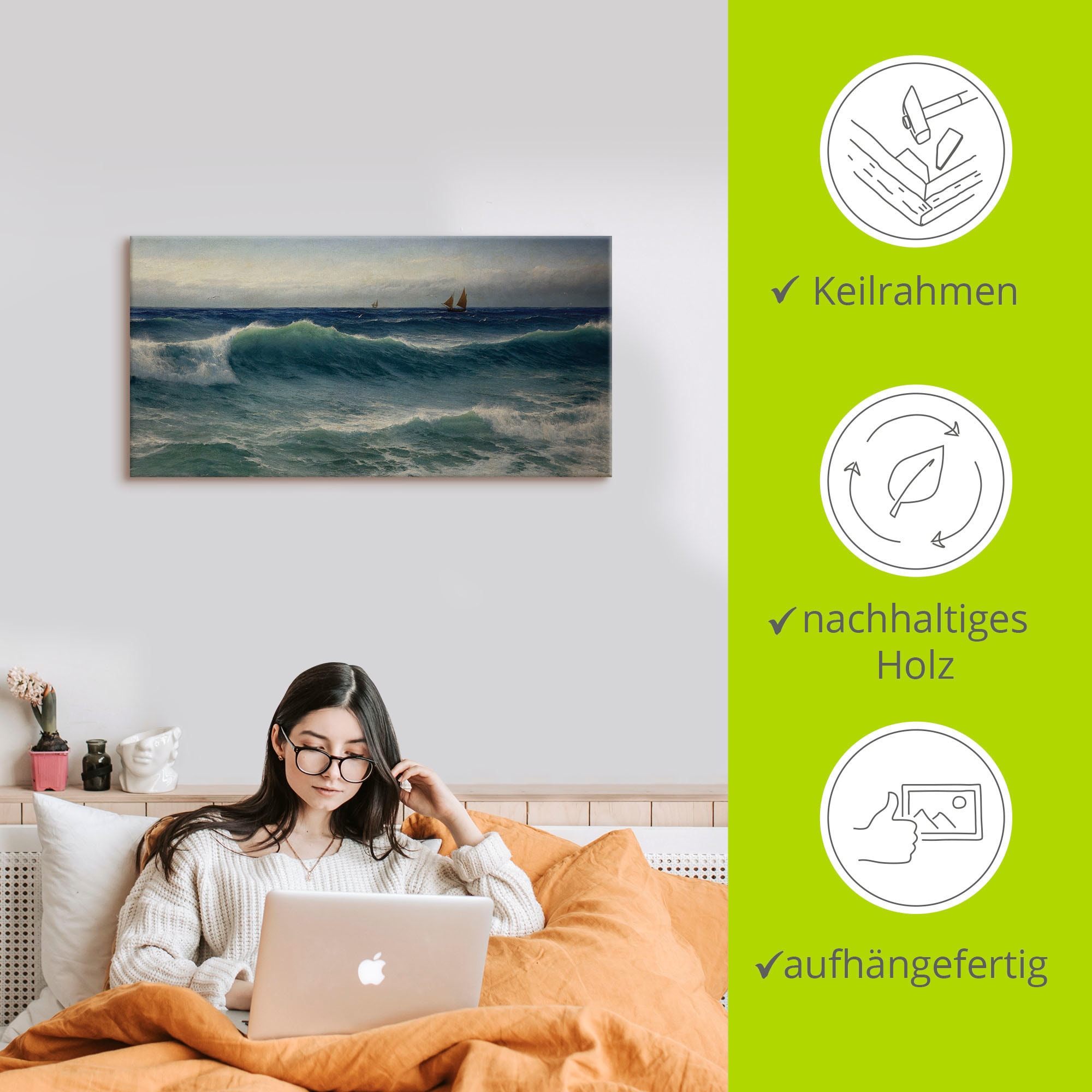 Artland Wandbild »Brechende Wellen. 1893« Gewässer 1 Stk. tlg. als Leinwandbild, Poster in verschied. Größen