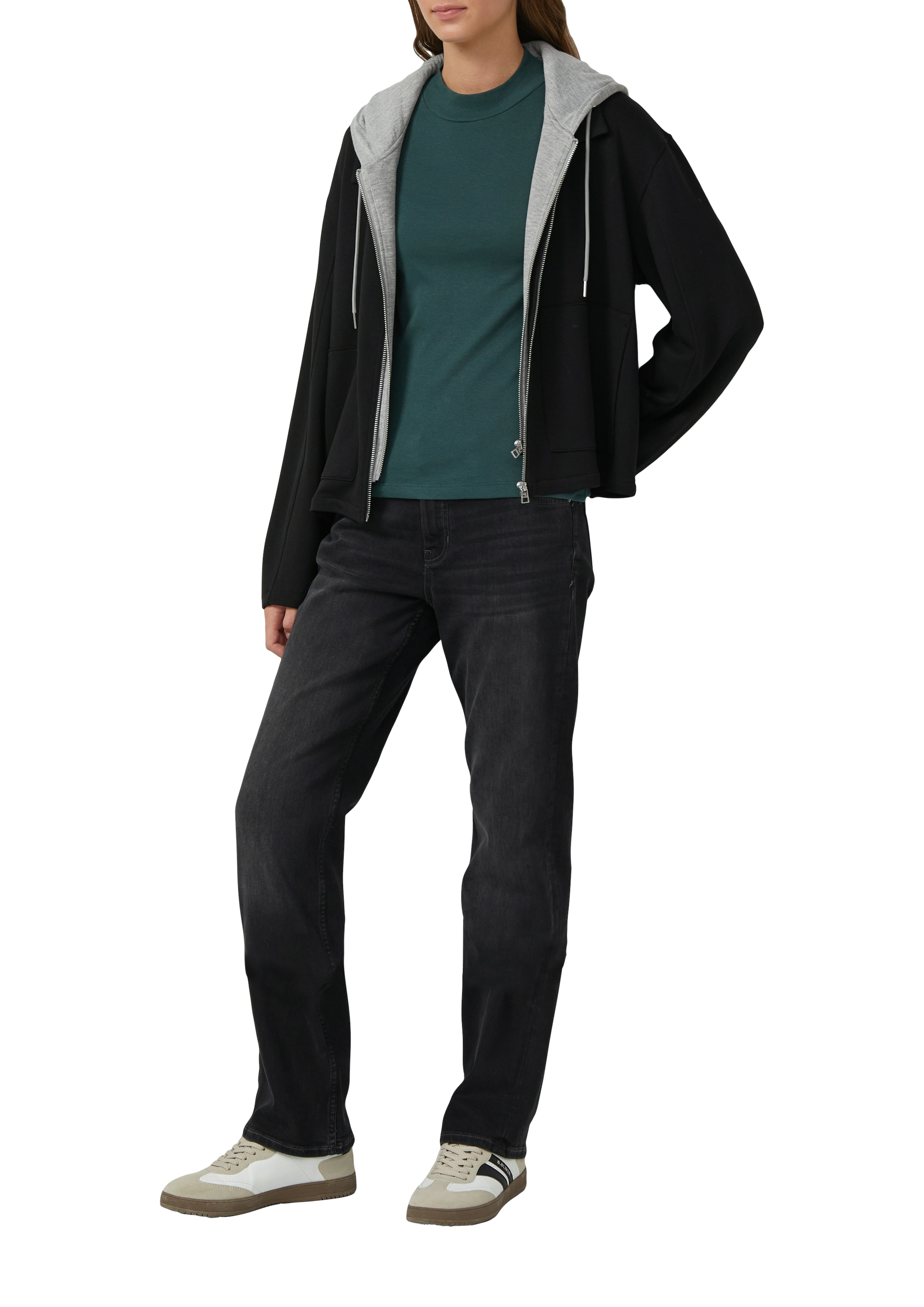 s.Oliver T-Shirt , Sommershirt mit Stehkragen und in Ripp-Optik
