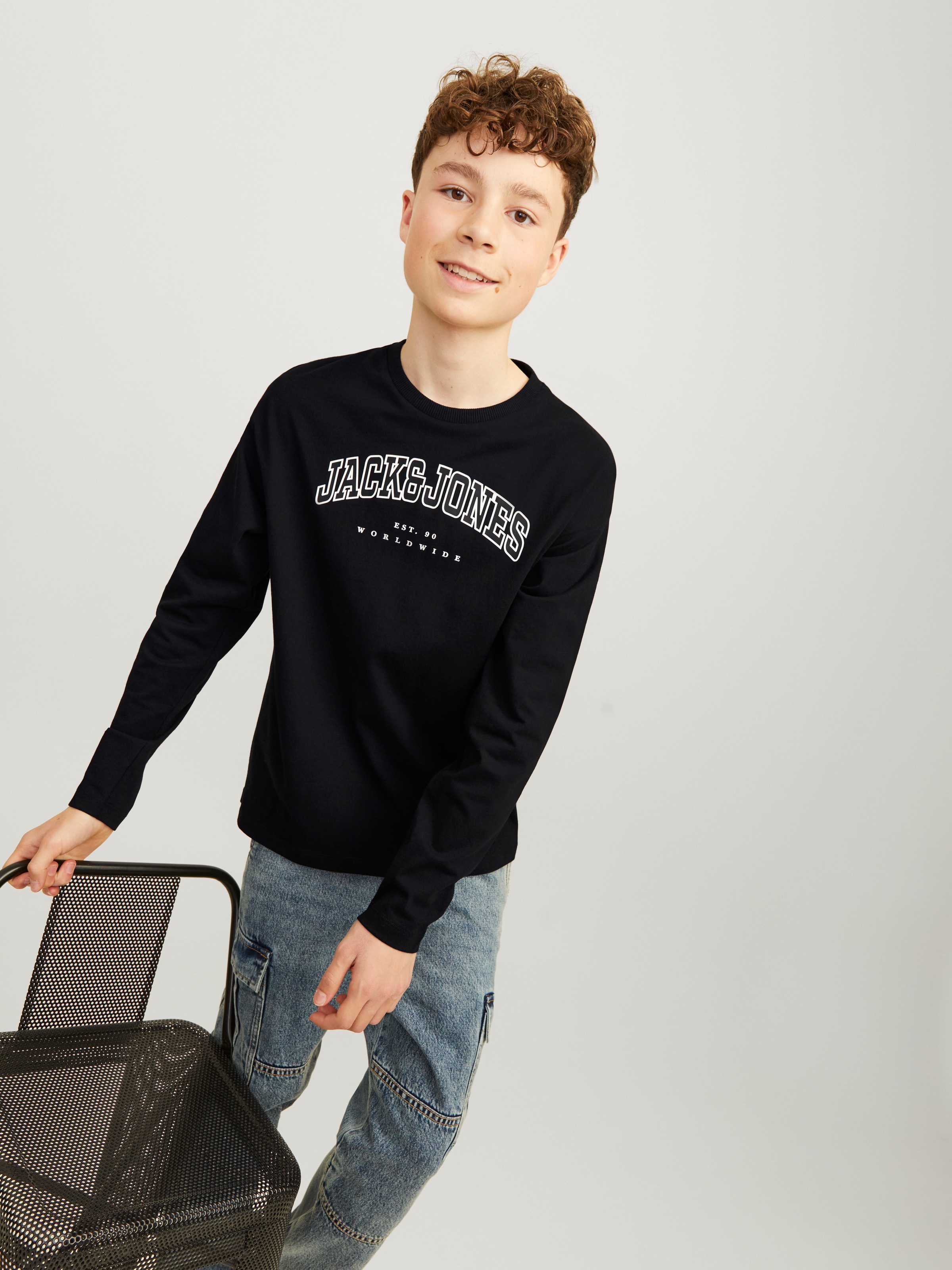 Jack & Jones Junior Rundhalsshirt »JJECALEB VARSITY TEE LS O-NECK SN JNR«