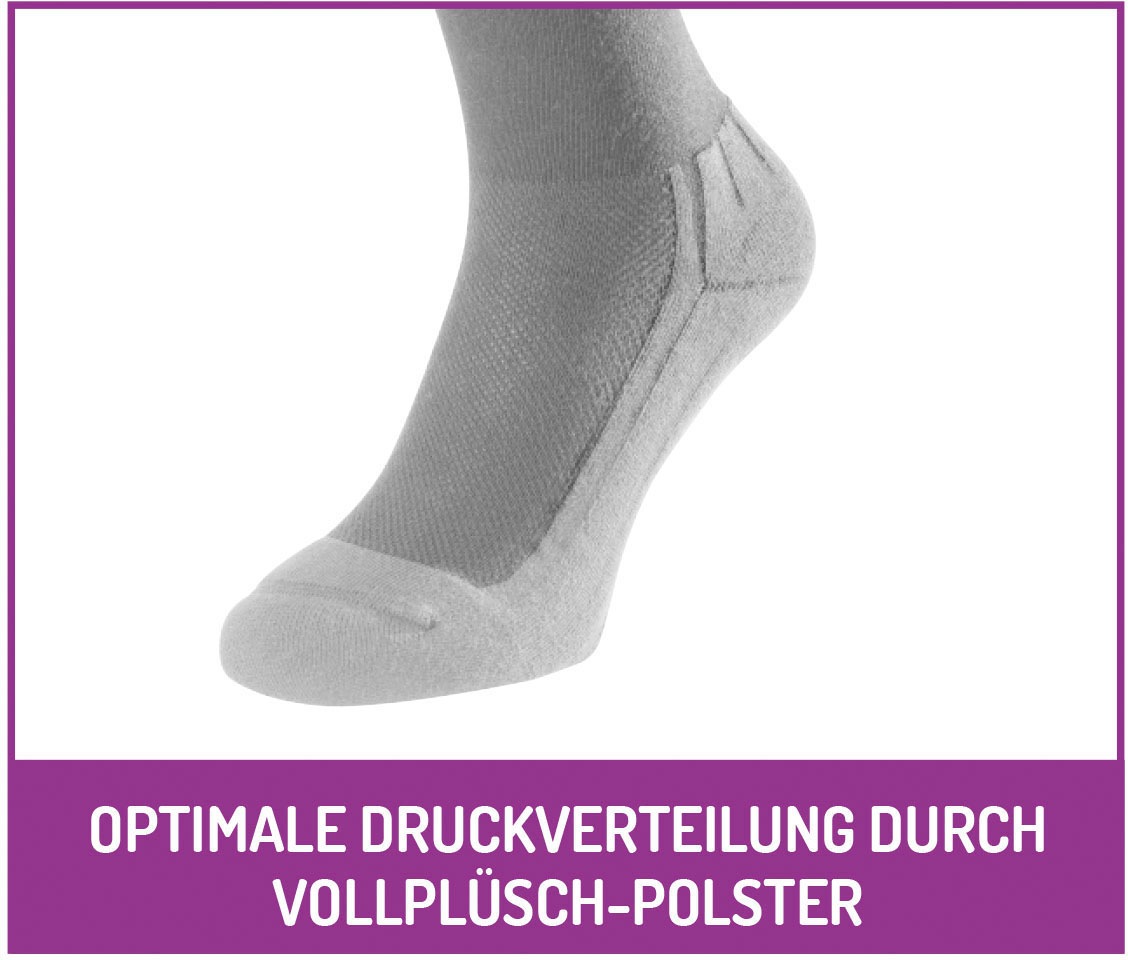 Fußgut Diabetikersocken »Venenfreund Kniestrümpfe mit Airchannel Fußbelüftung«, (2 Paar), verstärkte Fußpolsterung, weiter Bund, Druckentlastung, bequemer Bund