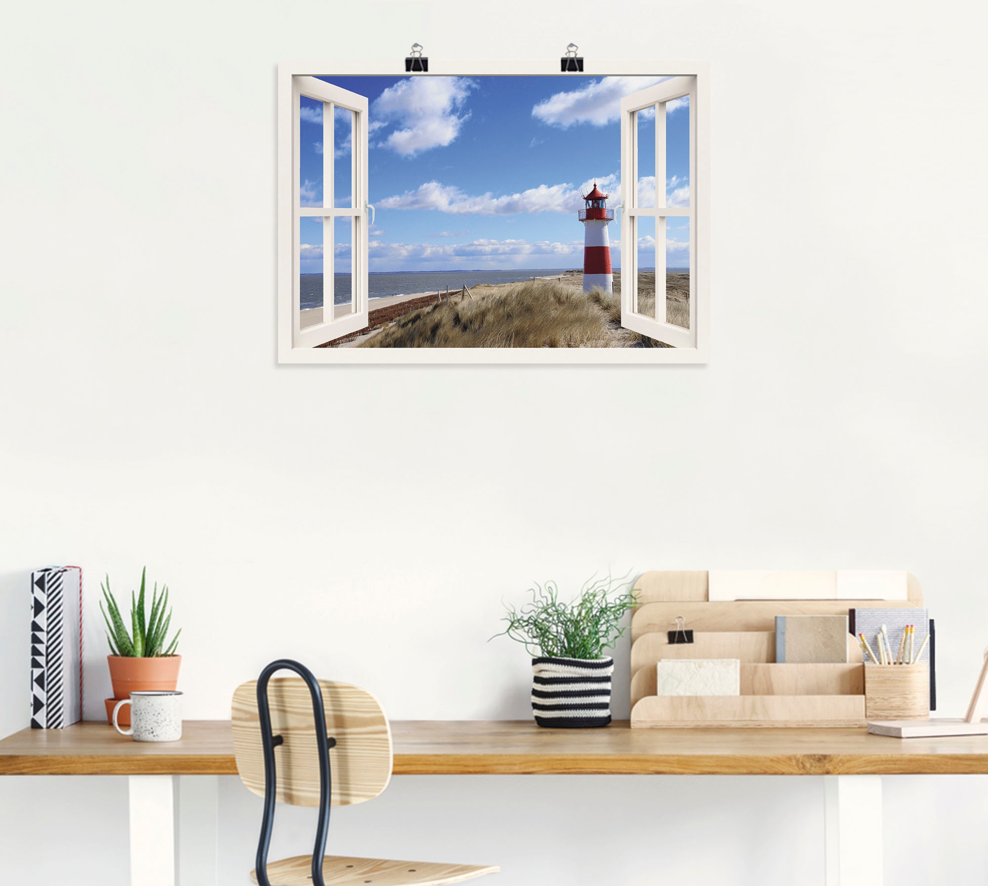 Artland Wandbild »Fensterblick - Leuchtturm Sylt« Fensterblick 1 Stk. tlg. als Leinwandbild, Poster in verschied. Größen