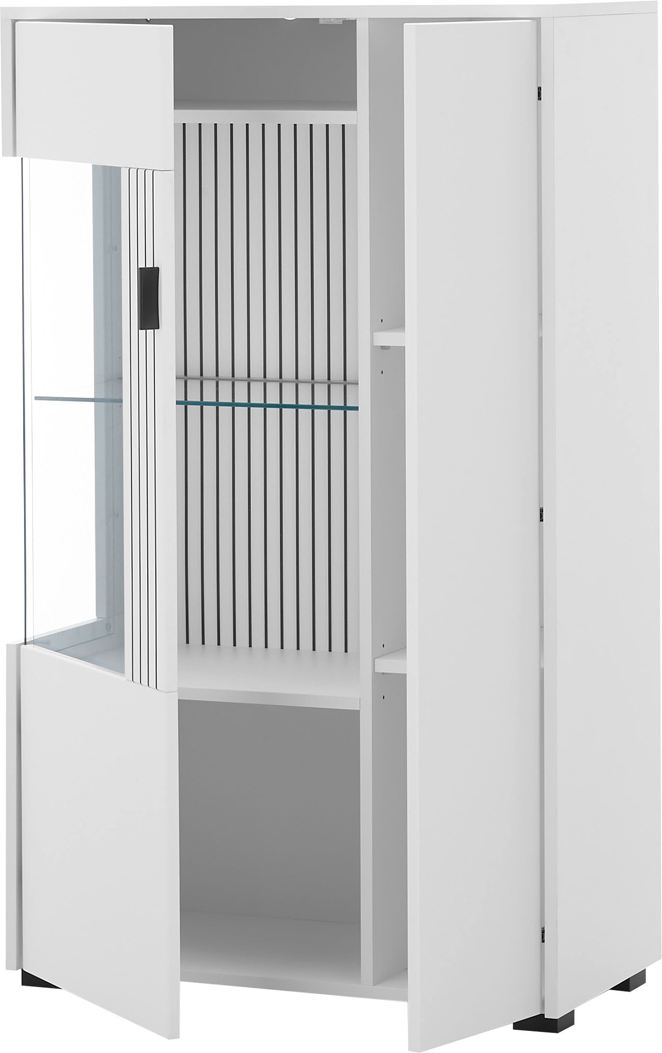 INOSIGN Vitrine »Hudson, Stauraumvitrine«, in moderner Trendfarbe, Griffe aus Metall (Schwarz), Höhe 125 cm