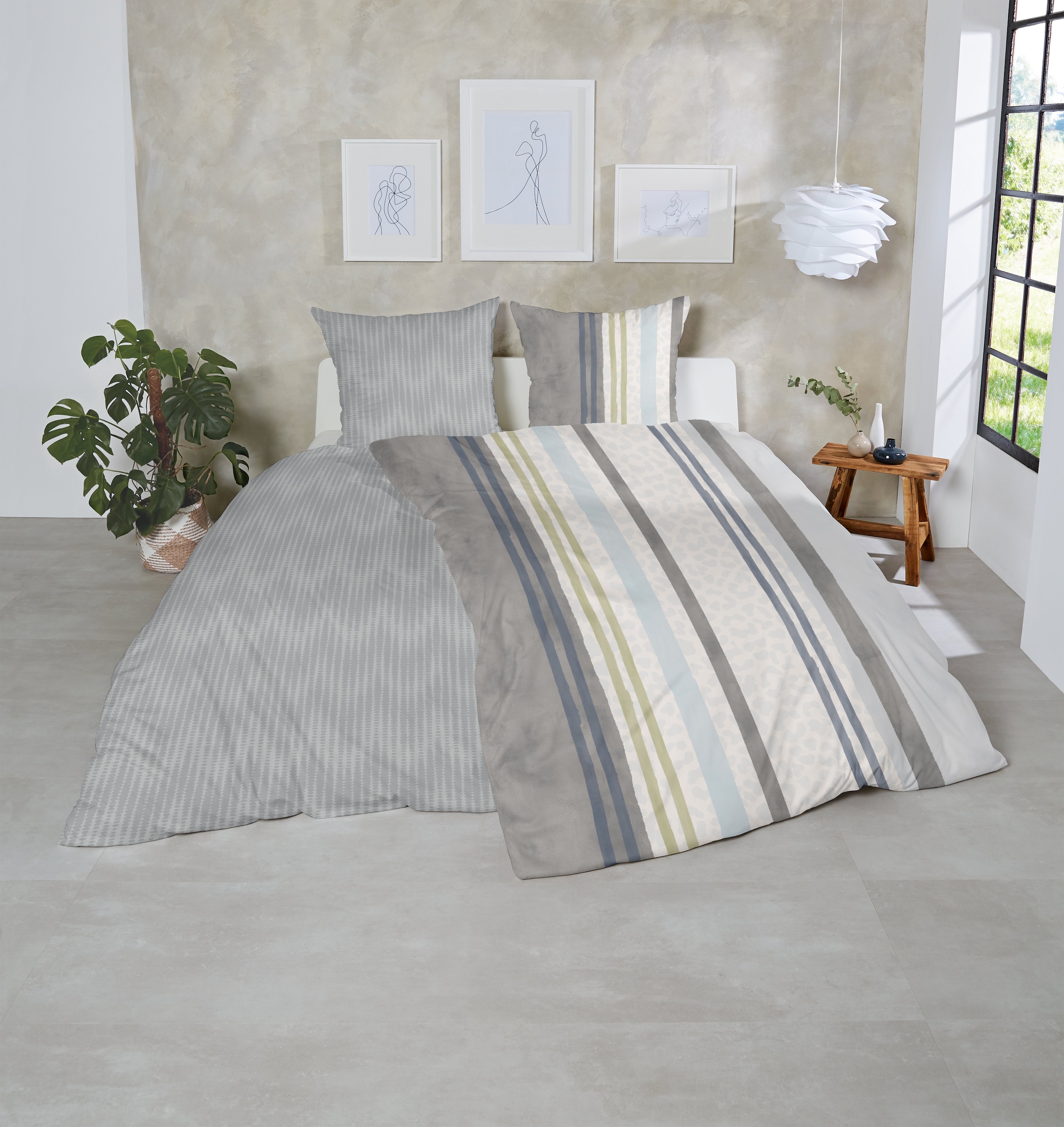 Primera Bettwäsche »Feinbiber-Bettwäsche Leo Stripe« 2 Stk. tlg. mit Leo-Struktur