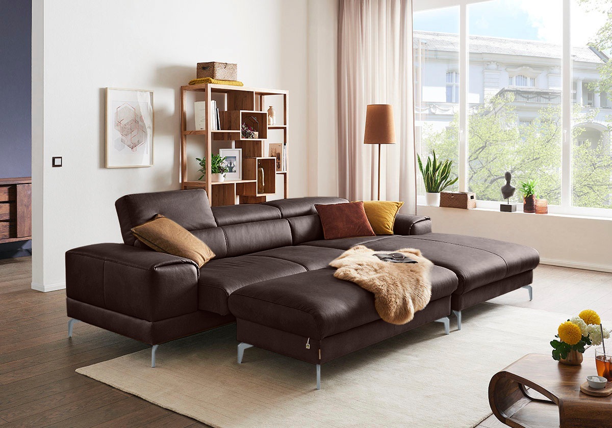 W.SCHILLIG Polsterhocker »piedroo, Designsofa mit tollem Sitzkomfort, bequem, L-Form«, Füße in Silber matt