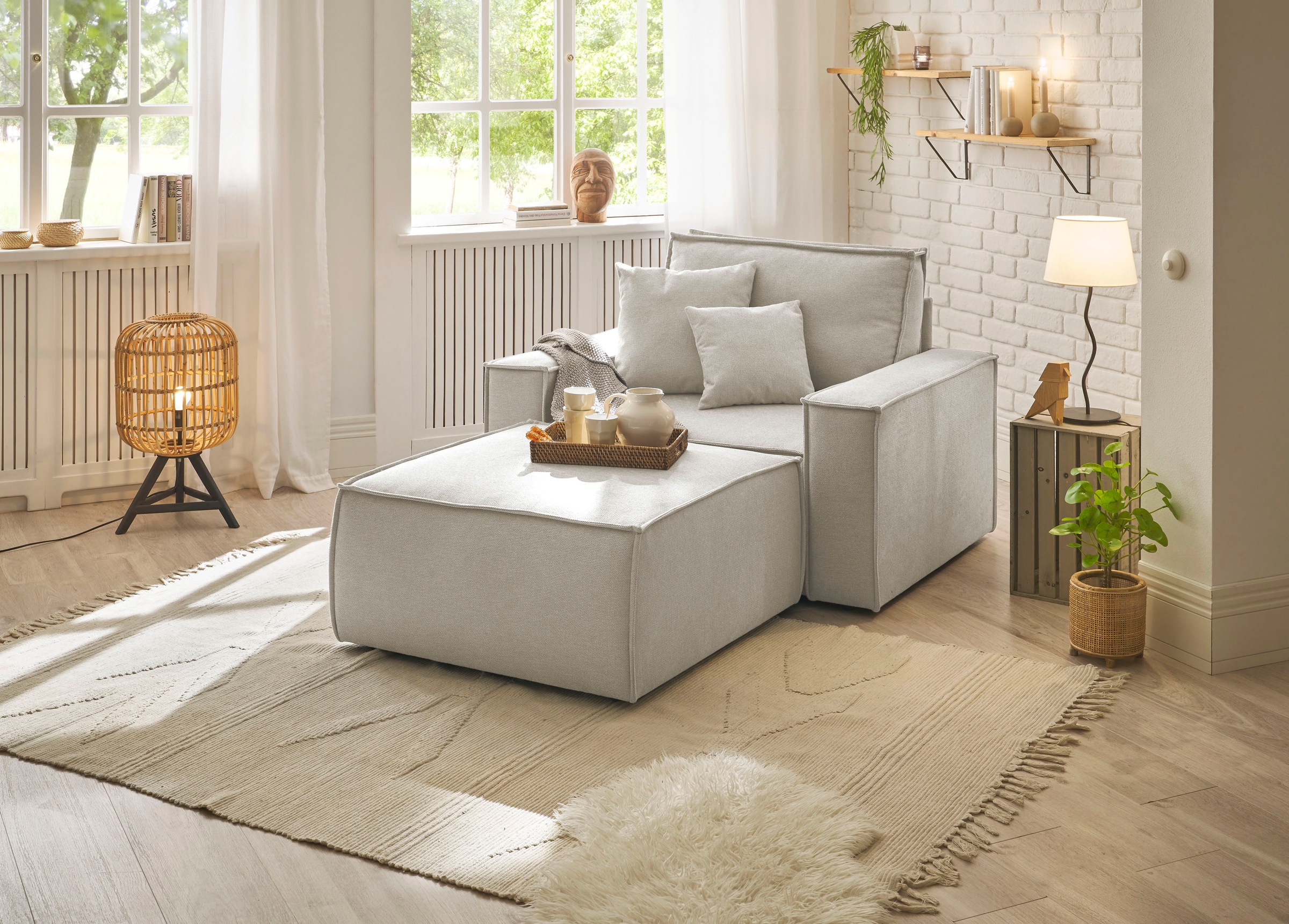 andas Loveseat »Finnley«, (2 St.), Loveseat und Hocker im Set, passend zur Polster-Serie Finnley
