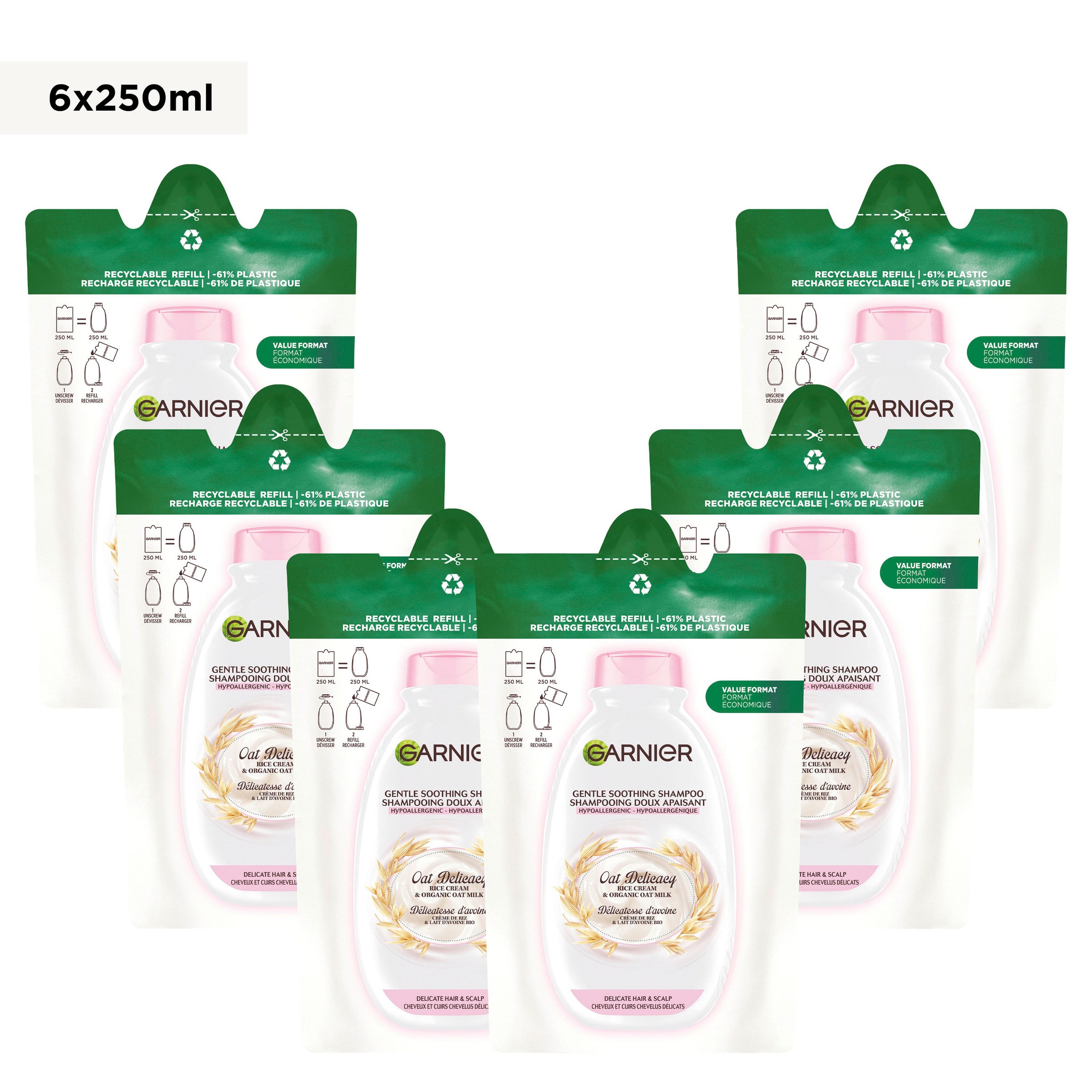 GARNIER Haarshampoo »Wahre Schätze Sanfte Hafermilch Nachfüllpack« Empfindliches Haar