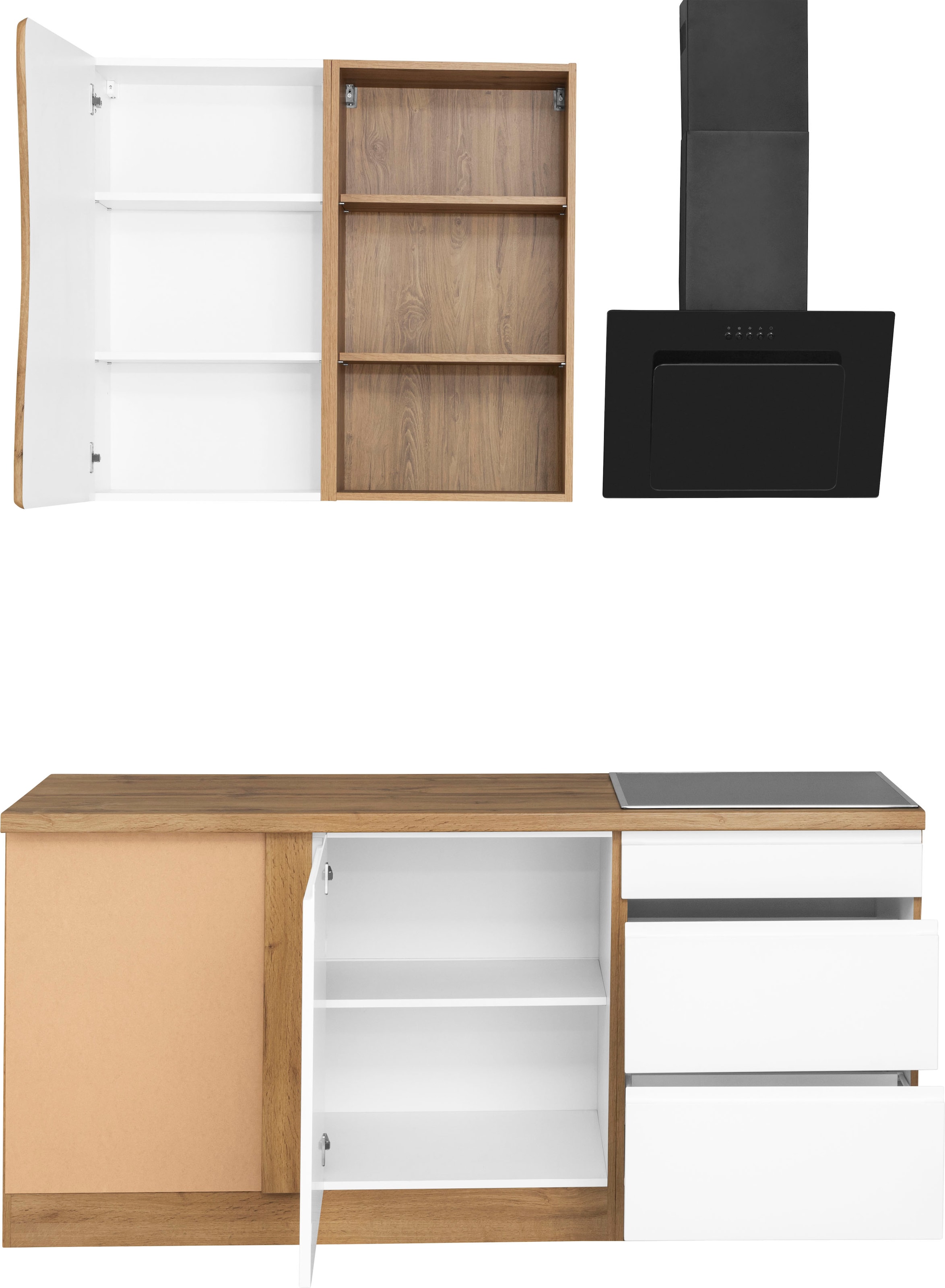 KOCHSTATION Winkelküche »KS-Bruneck«, Stellbreite 380/180 cm breit, ohne E-Geräten, MDF Fronten
