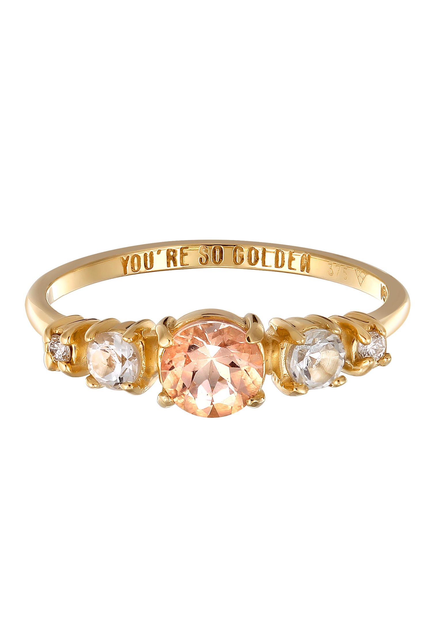 HAZE & GLORY Silberring »Ring Laborgezüchtete Diamanten (0.03 ct) Morganit 375 Gelbgold«