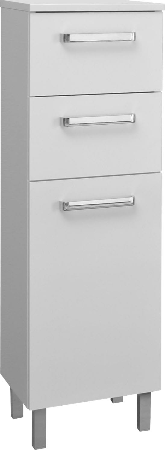 Saphir Unterschrank "Quickset Badschrank mit 1 Tür, 2 Schubladen, 30 cm breit" Badezimmer-Unterschrank inkl. Türdämpfer, Griffe in Chrom Glanz
